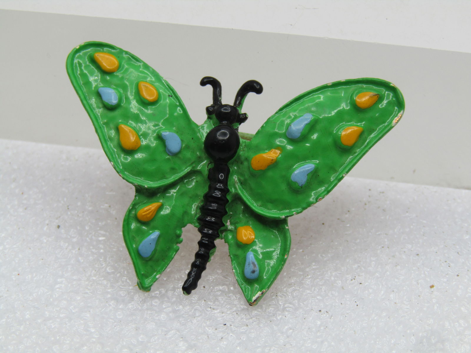 Vintage Green & Black Enameled Butterfly Brooch, 1960's - 3