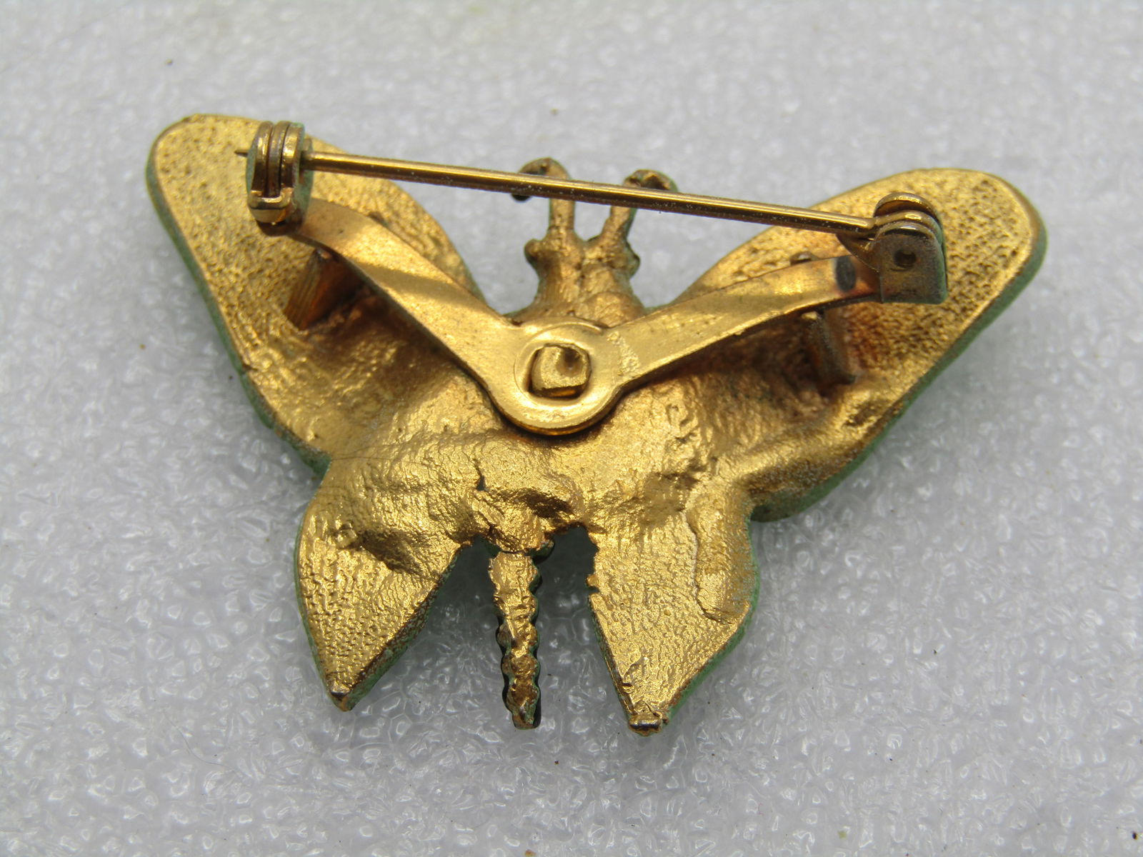 Vintage Green & Black Enameled Butterfly Brooch, 1960's - 4