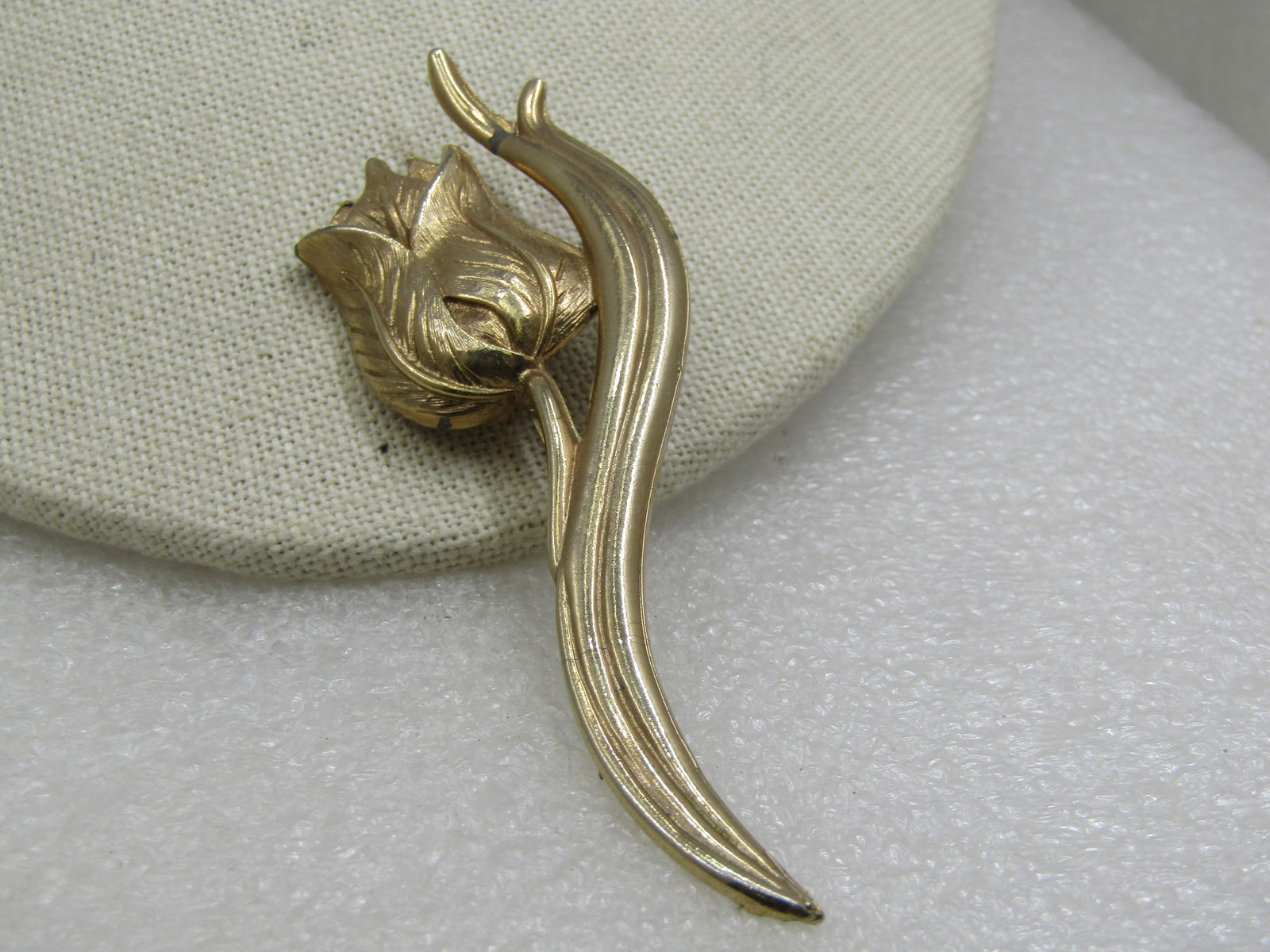 Vintage Tall Tulip Brooch, 3.5", 1960's, Gold Tone - 2