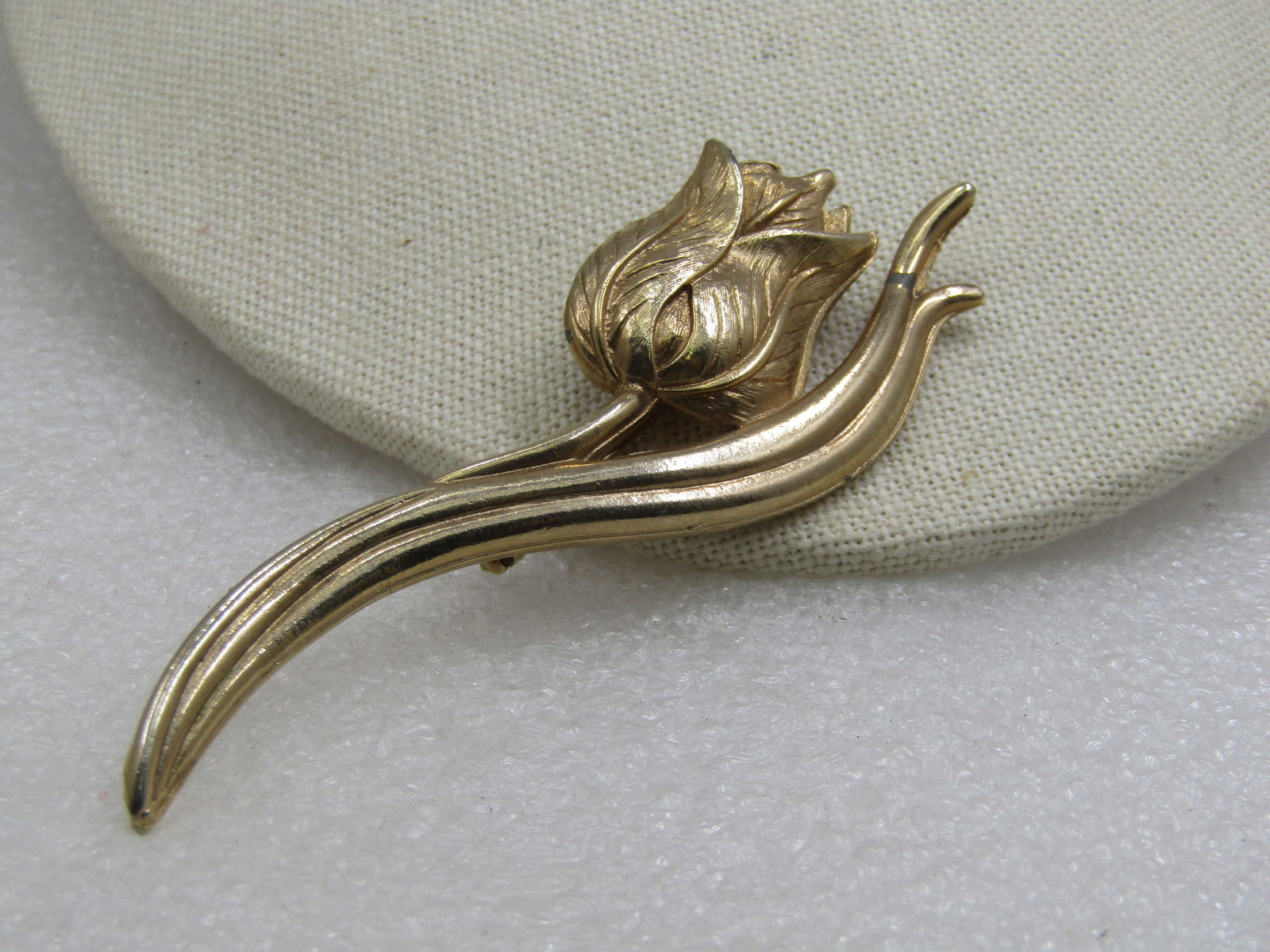 Vintage Tall Tulip Brooch, 3.5", 1960's, Gold Tone - 3
