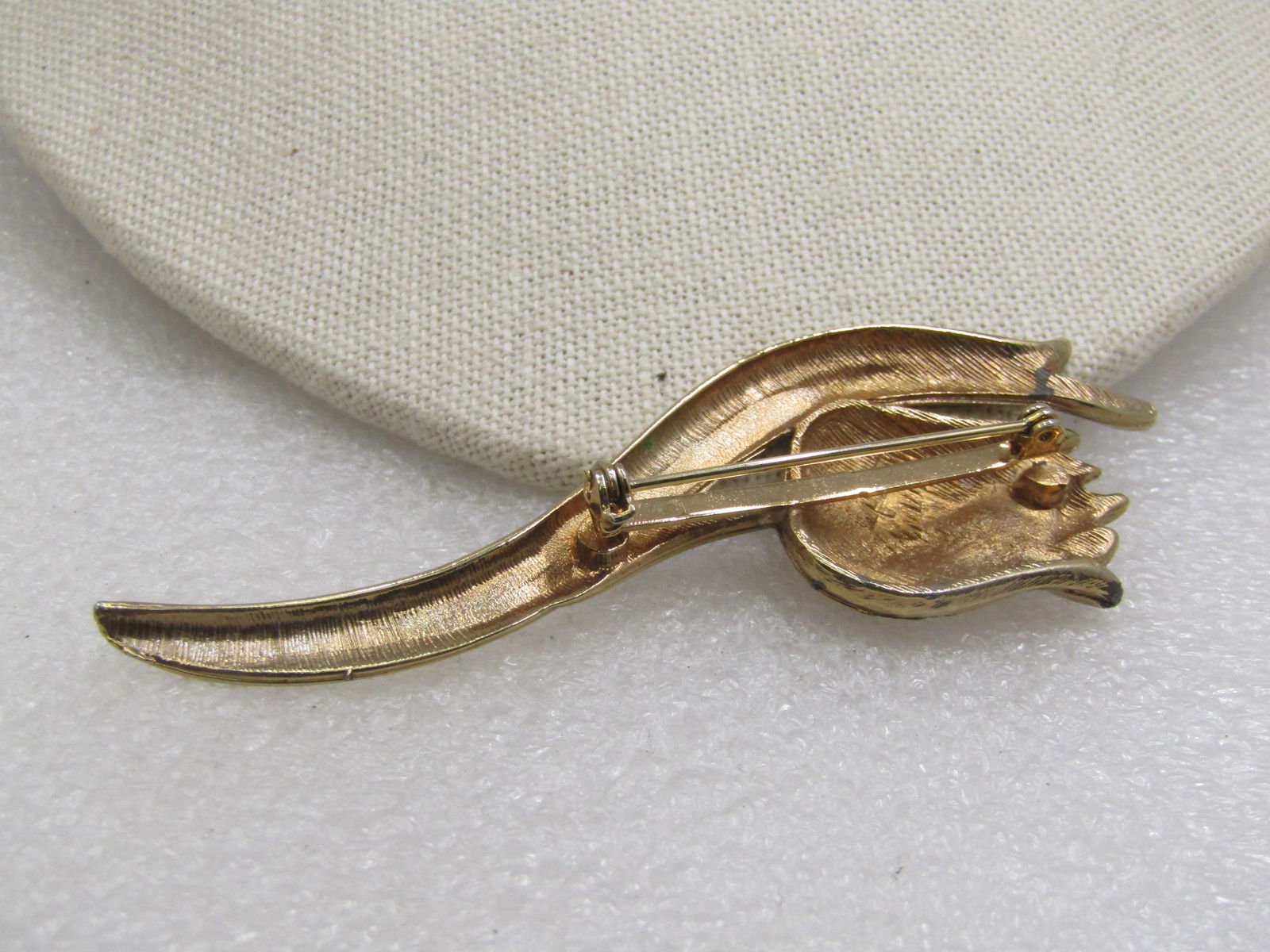 Vintage Tall Tulip Brooch, 3.5", 1960's, Gold Tone - 5