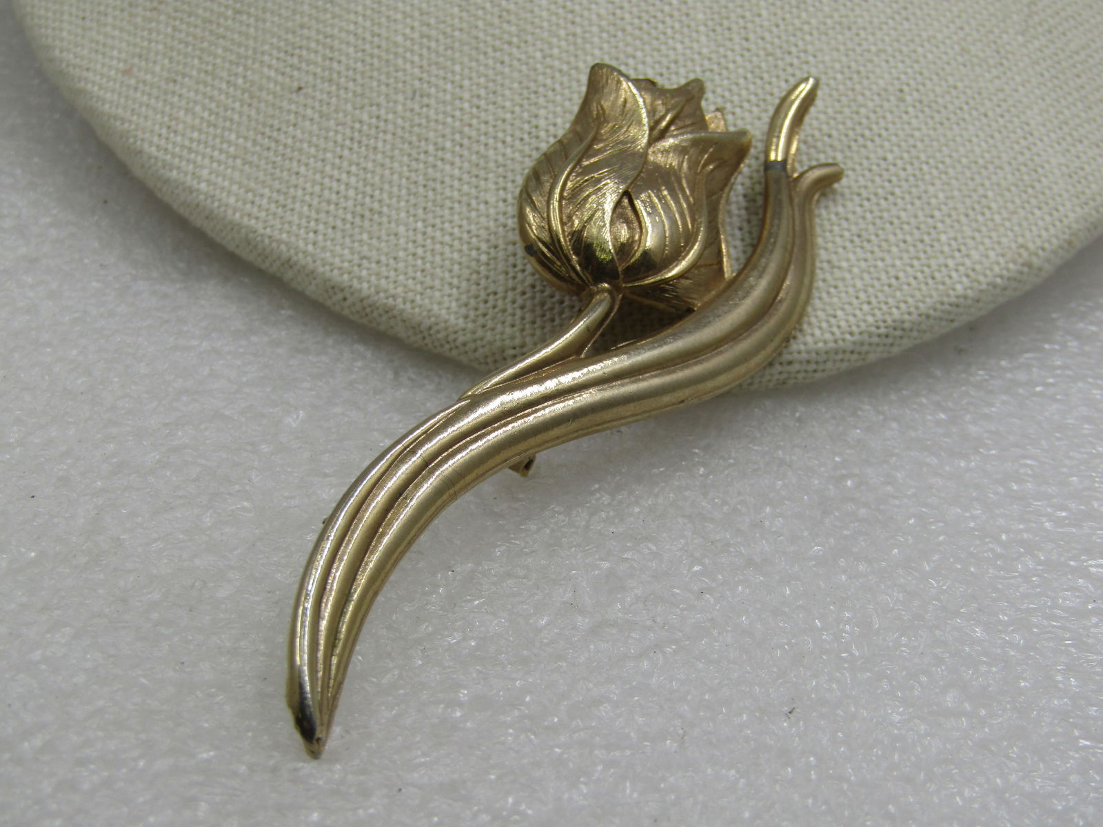Vintage Tall Tulip Brooch, 3.5", 1960's, Gold Tone - 6