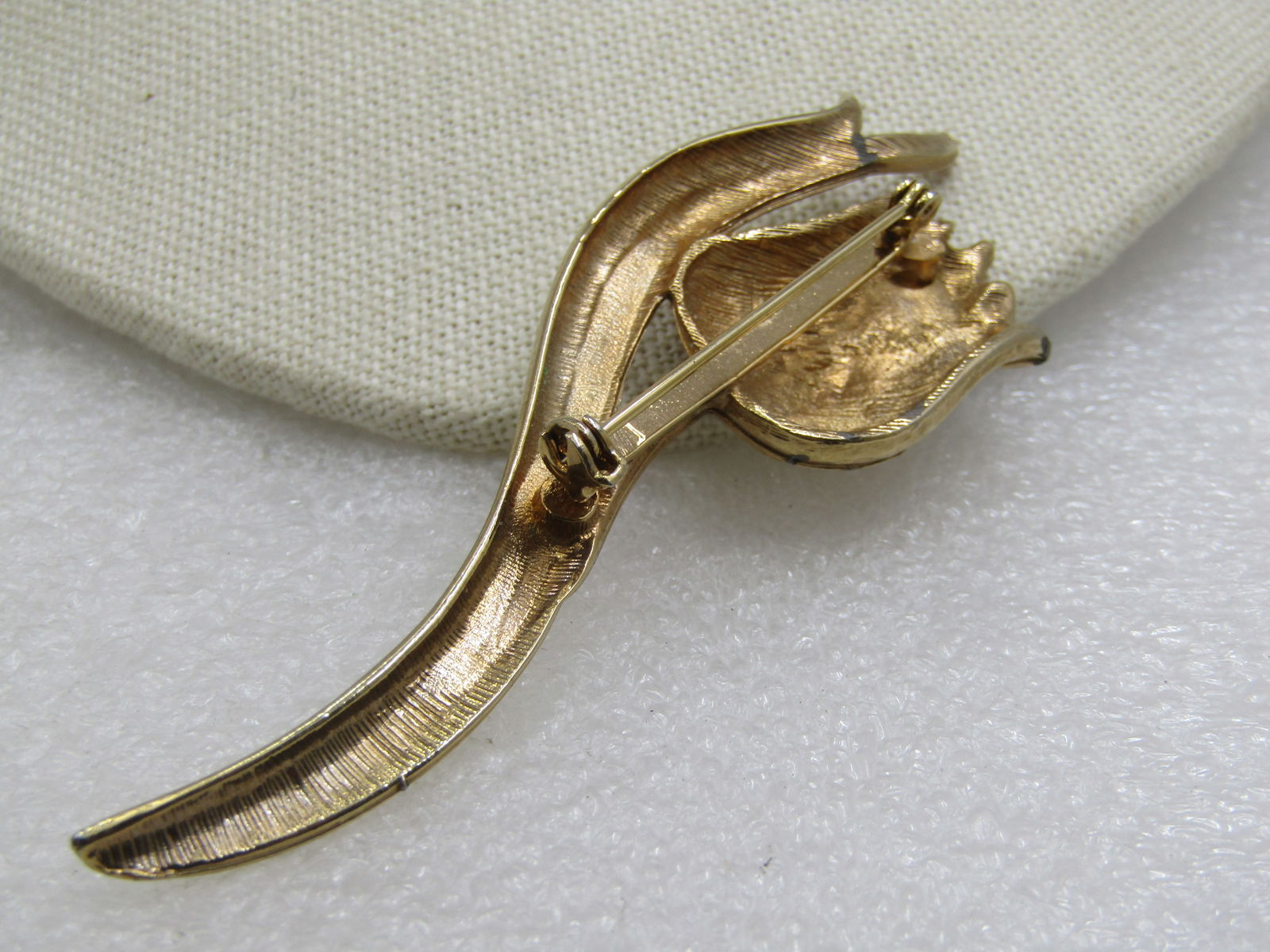 Vintage Tall Tulip Brooch, 3.5", 1960's, Gold Tone - 7