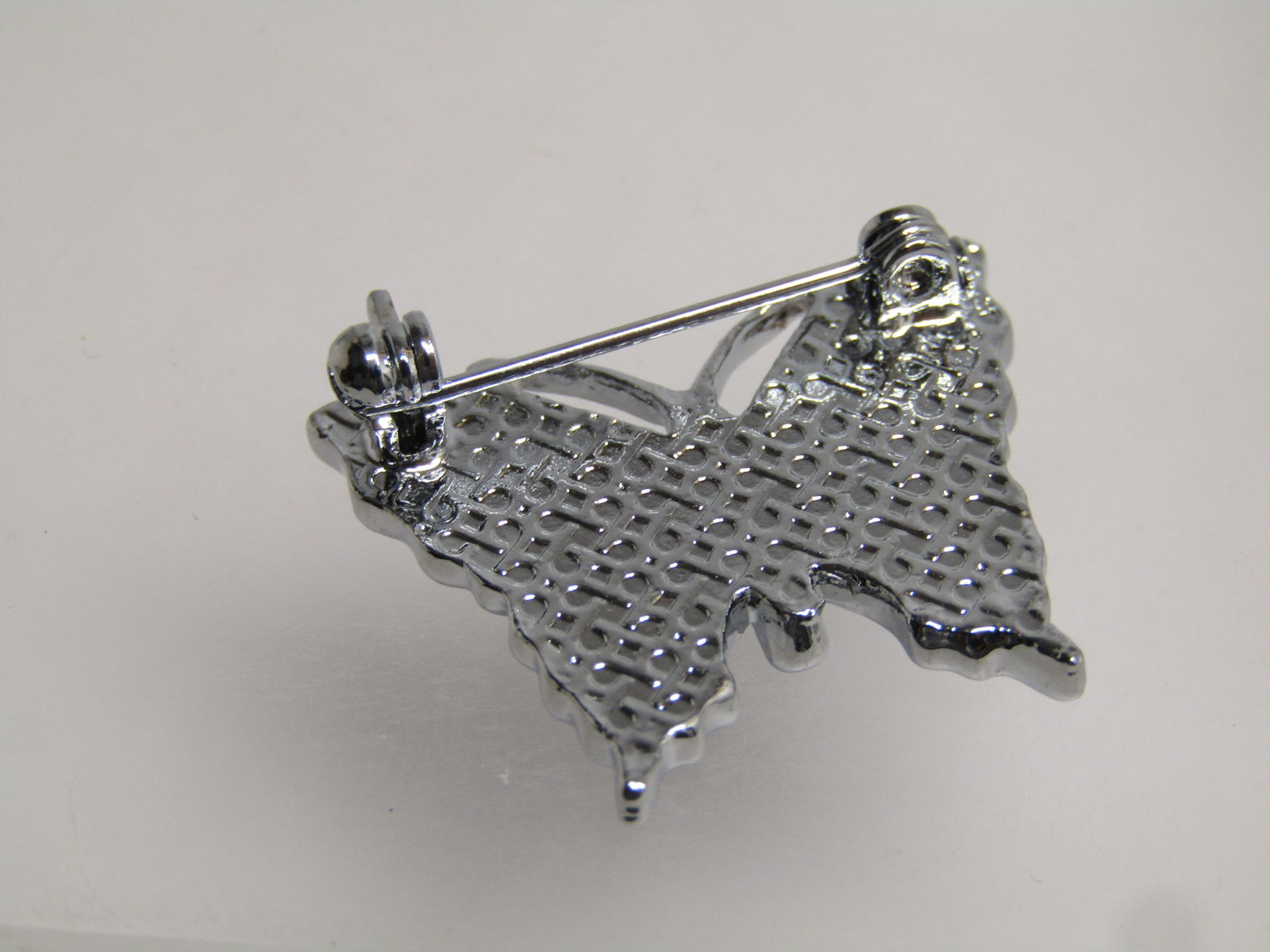 Vintage Faux Abalone Butterfly Brooch, Silver Tone, 1980's-1990's - 4