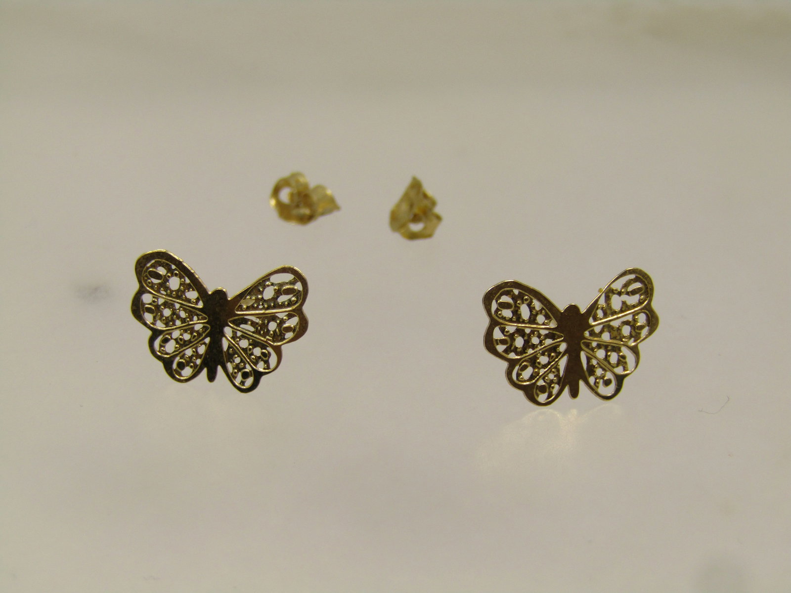 Vintage 14kt Butterfly Earrings, Pierced, Original Box, 1980's - 4