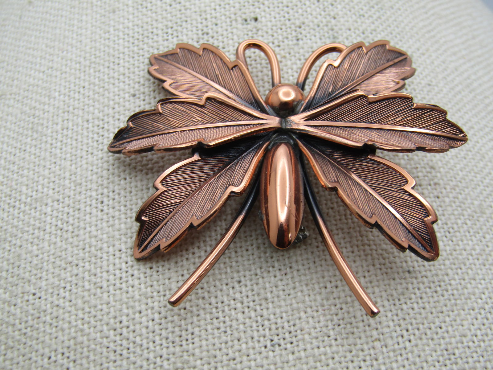 Vintage Solid Copper Butterfly Brooch, 1960's-1970's - 3