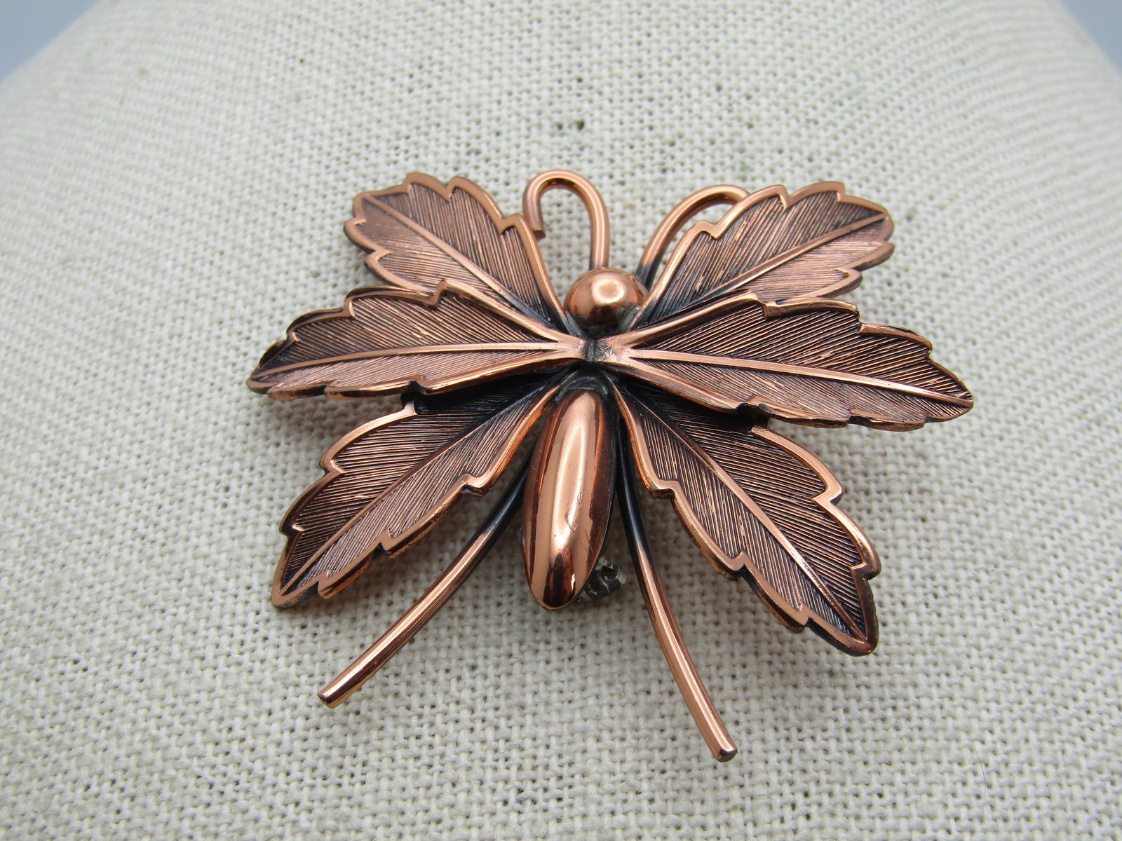 Vintage Solid Copper Butterfly Brooch, 1960's-1970's - 4