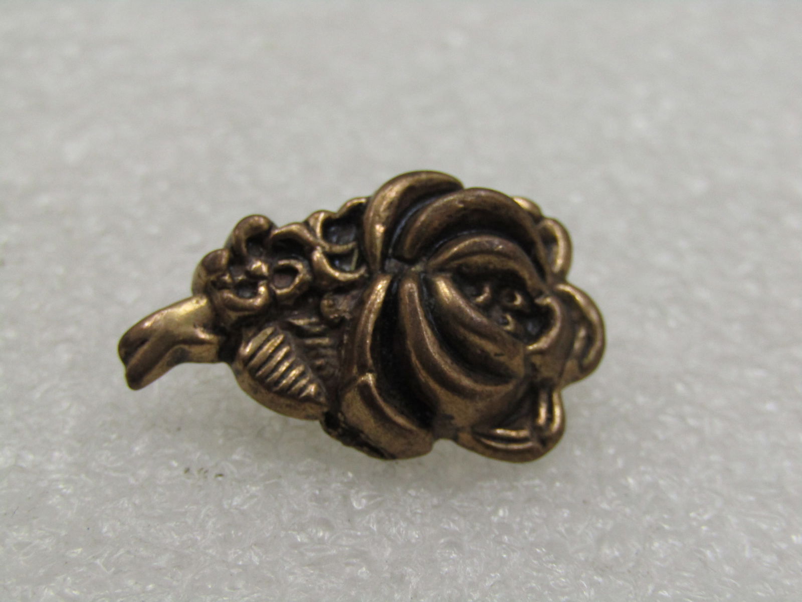Vintage Rose Brooch, C-Clasp, Brass Tone1" Mid-Century - 3