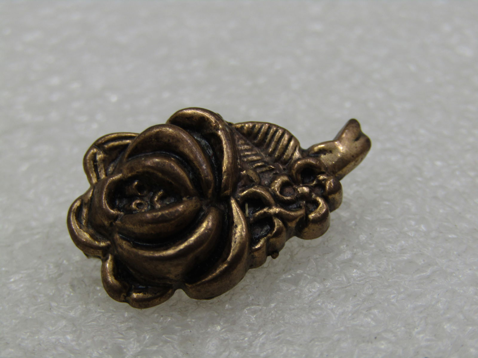 Vintage Rose Brooch, C-Clasp, Brass Tone1" Mid-Century - 5