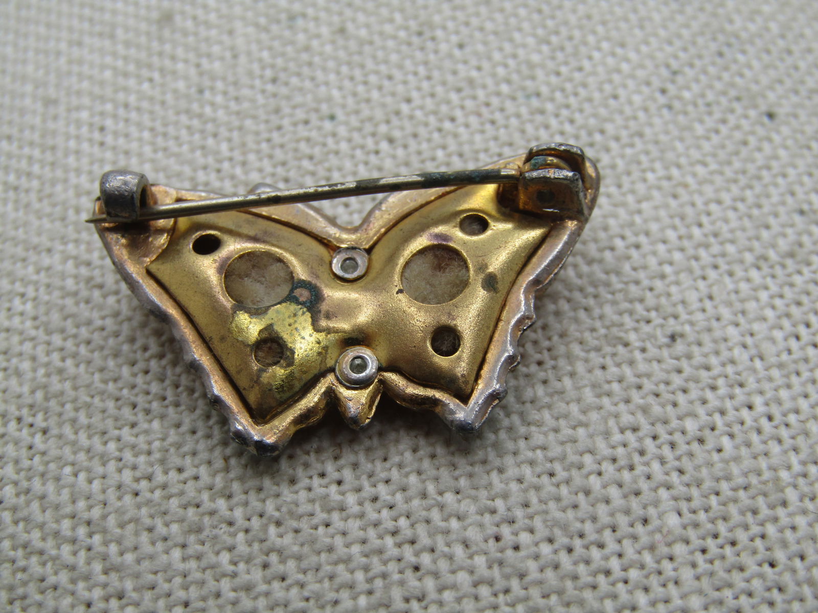Vintage Enameled Rhinestone Butterly Perfume Brooch, 1920's-1930's, C-Clasp - 5