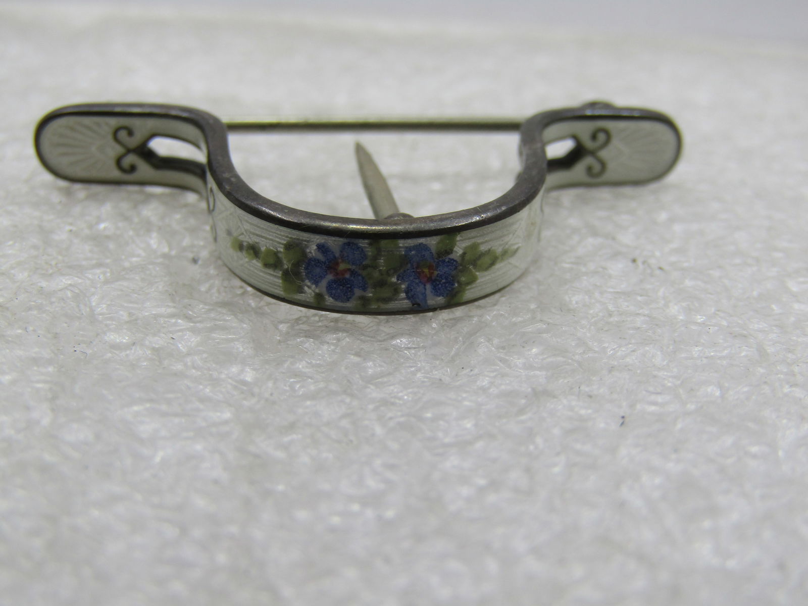 Victorian Sterling Guilloche Curved Floral Holder Brooch/Tussie Mussie - 7