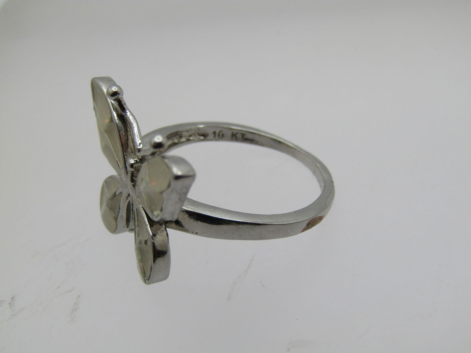 Silver Plated Butterfly Ring, Sz. 8.5, Enameled, 1990's - 4