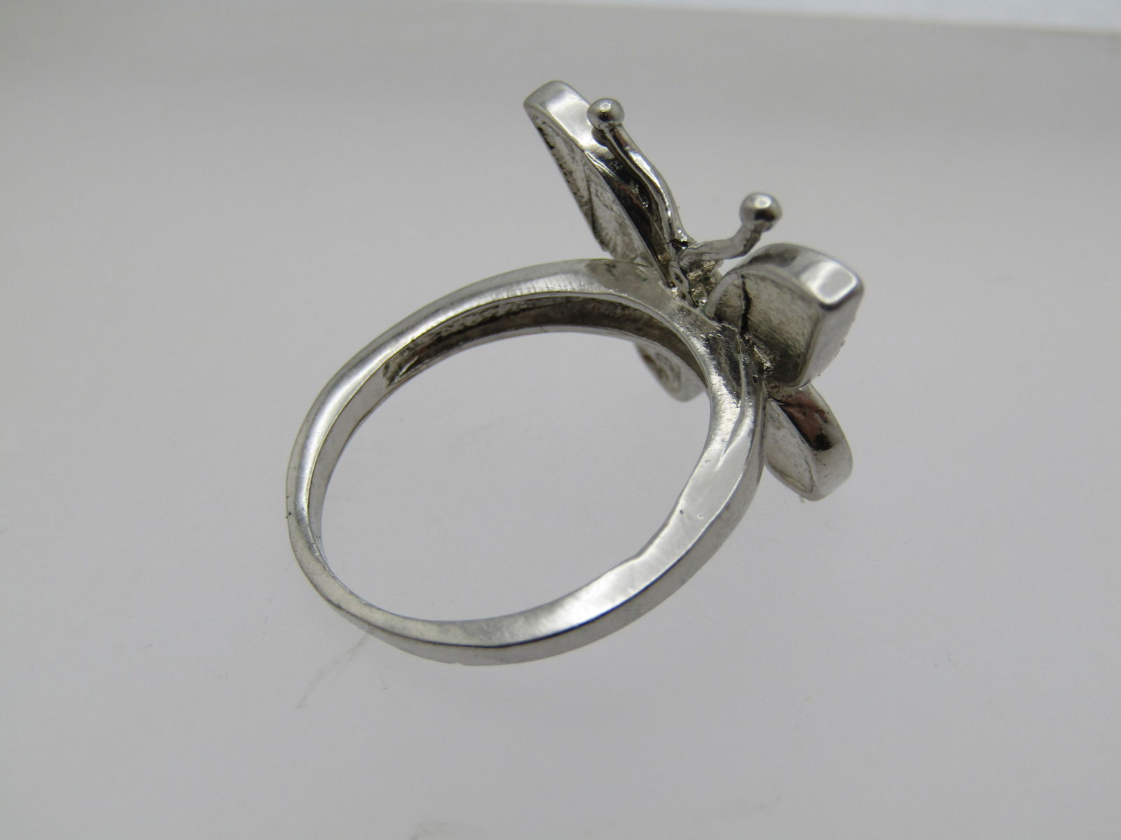 Silver Plated Butterfly Ring, Sz. 8.5, Enameled, 1990's - 5