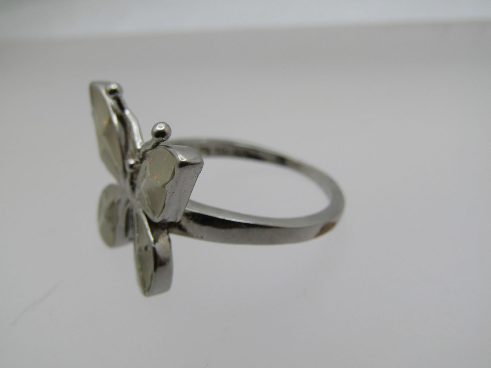 Silver Plated Butterfly Ring, Sz. 8.5, Enameled, 1990's - 6