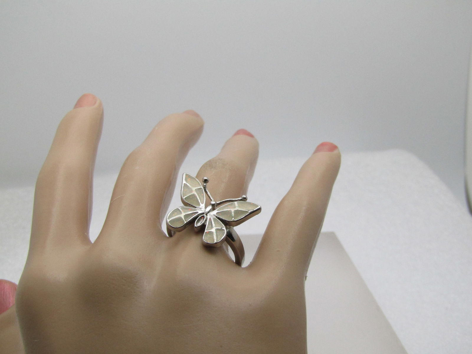 Silver Plated Butterfly Ring, Sz. 8.5, Enameled, 1990's - 7