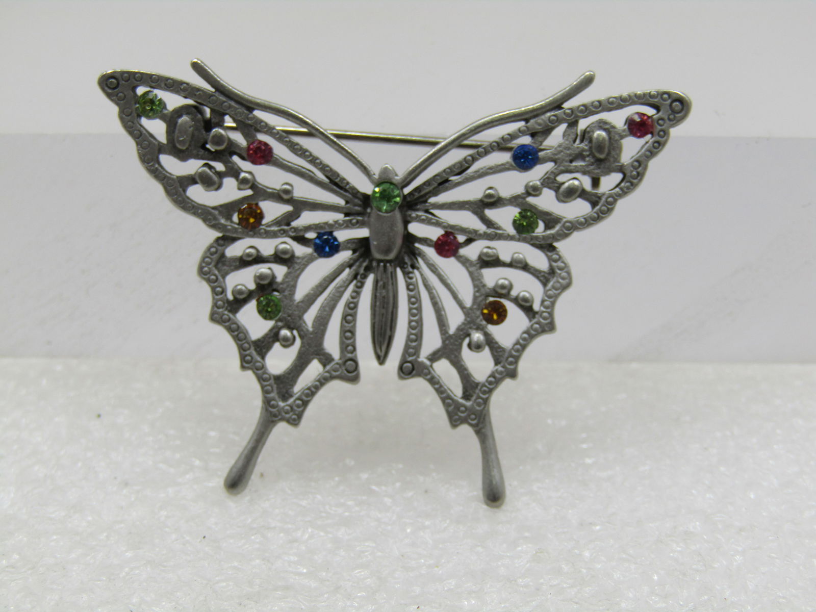 Vintage Butterfly & Rhinestone Brooch, Signed JJ, 1970's-1990's - 2