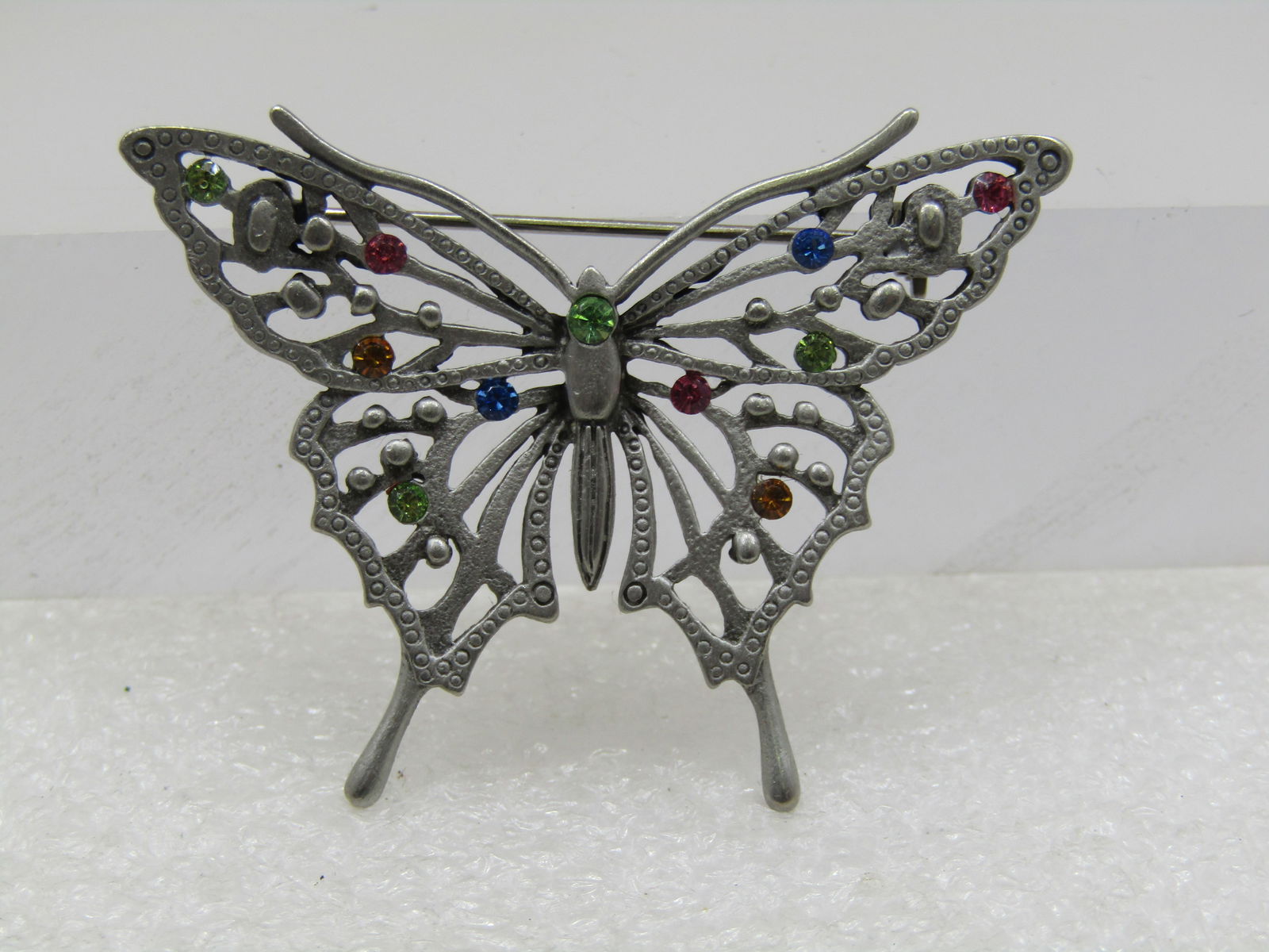 Vintage Butterfly & Rhinestone Brooch, Signed JJ, 1970's-1990's - 3