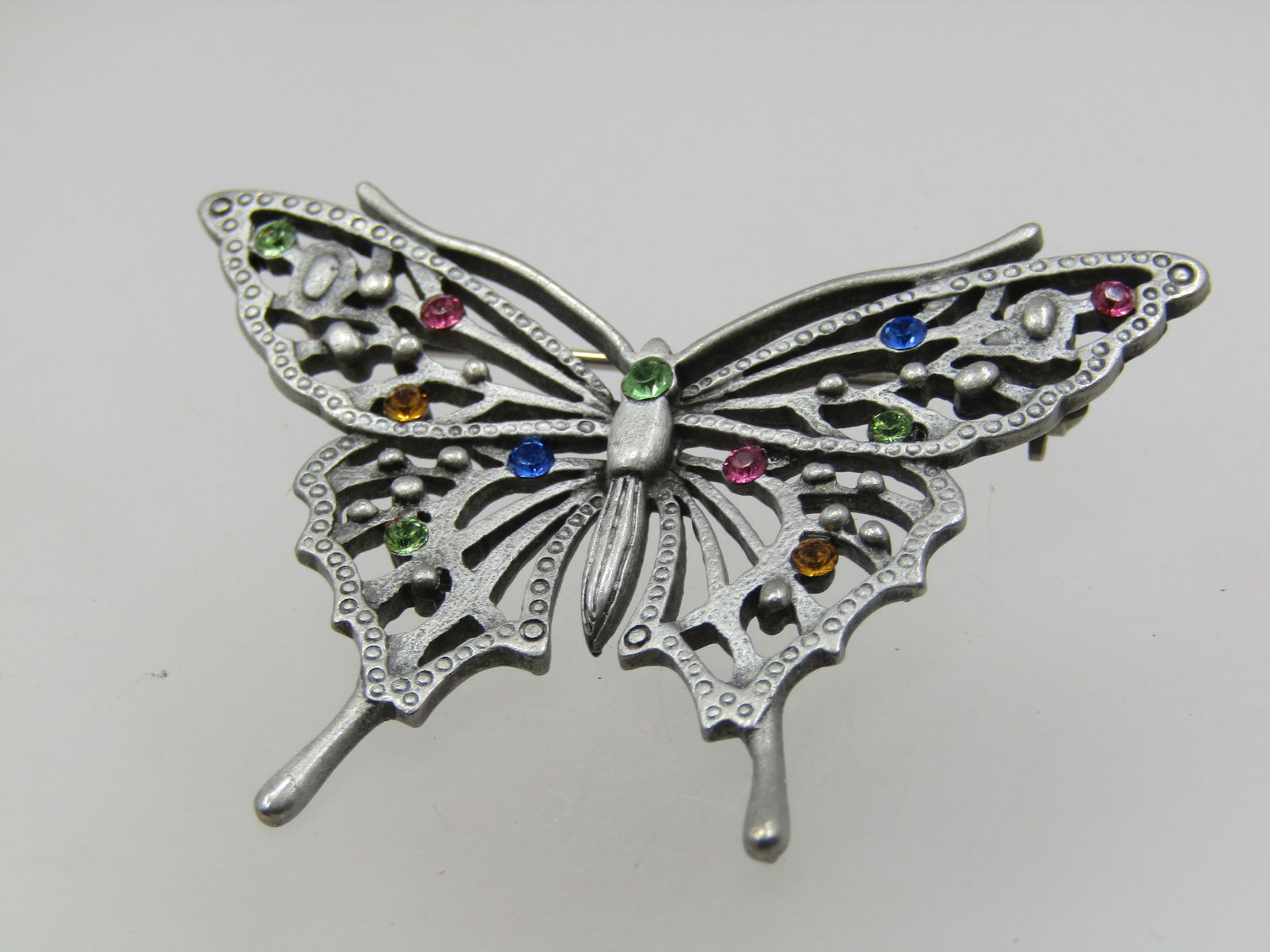 Vintage Butterfly & Rhinestone Brooch, Signed JJ, 1970's-1990's - 4