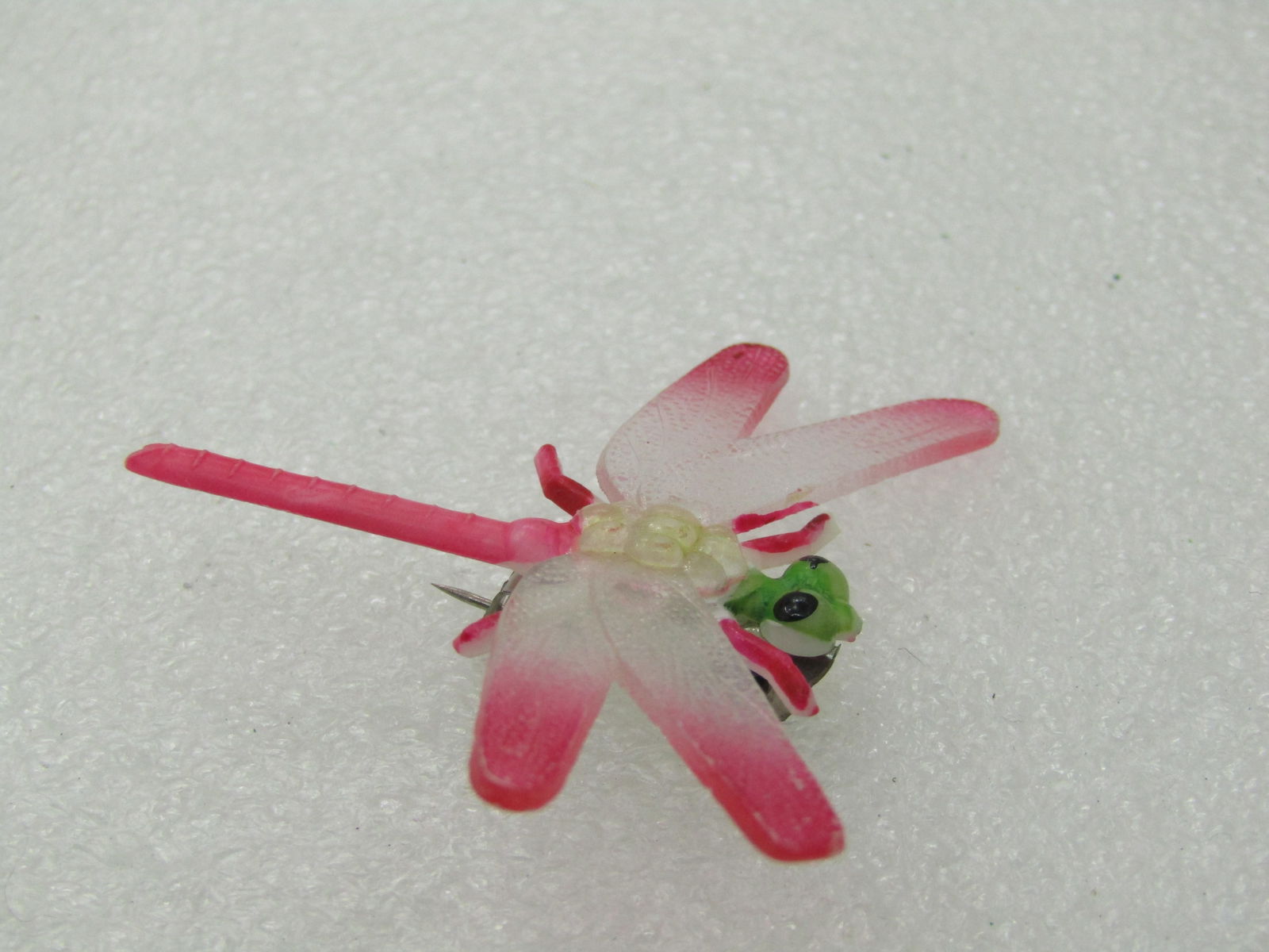 Vintage Pink Dragonfly Brooch, 1.5" Long, 17.5" wide, Plastic - 3
