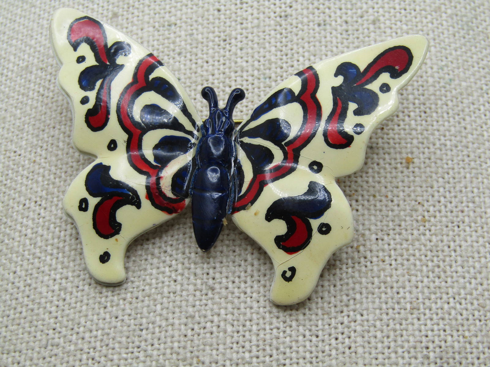 Vintage Enameled Red/White/Blue Butterfly Brooch, Germany, 1950's-1960's - 2