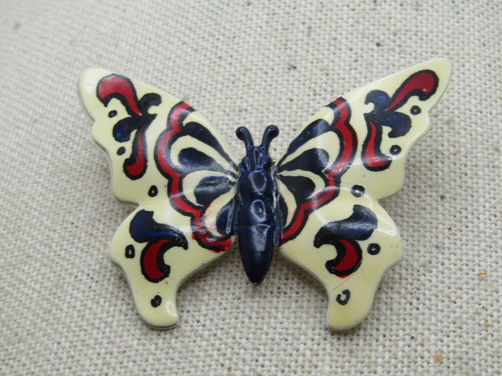 Vintage Enameled Red/White/Blue Butterfly Brooch, Germany, 1950's-1960's - 5