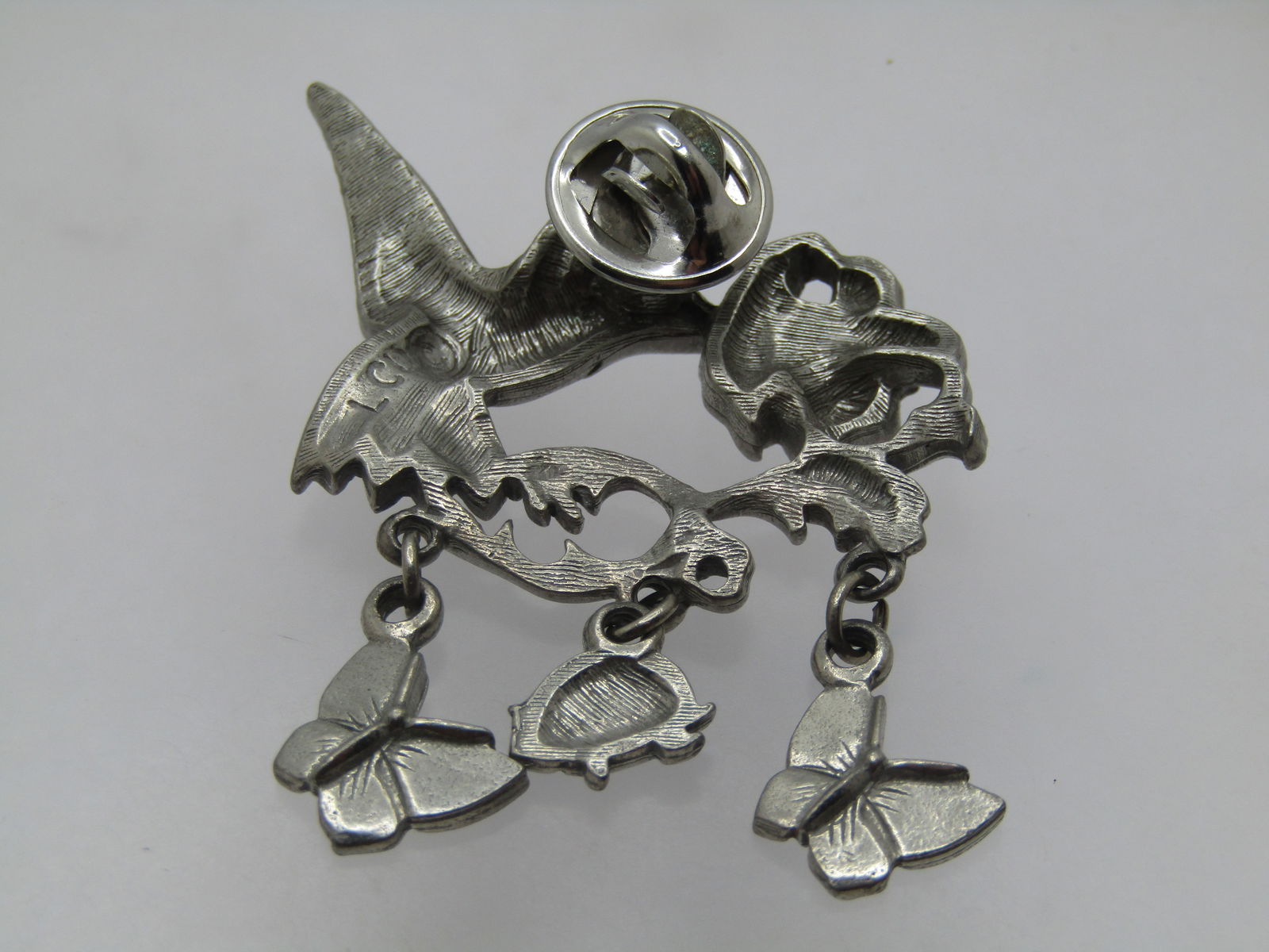 Vintage Hummingbird Floral, Butterfly & Ladybug Lapel/Tack Pin, Signed LCD, Pewter, 1980's-1990's - 4