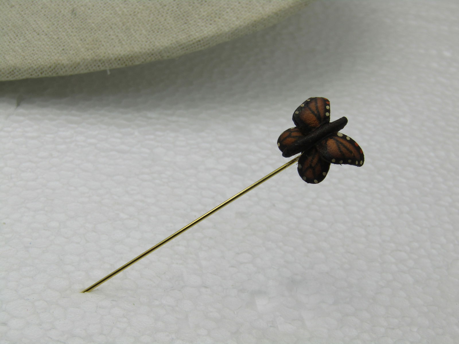 Vintage Orange Monarch Butterfly Stick Pin, 1970's, Gold Tone - 5