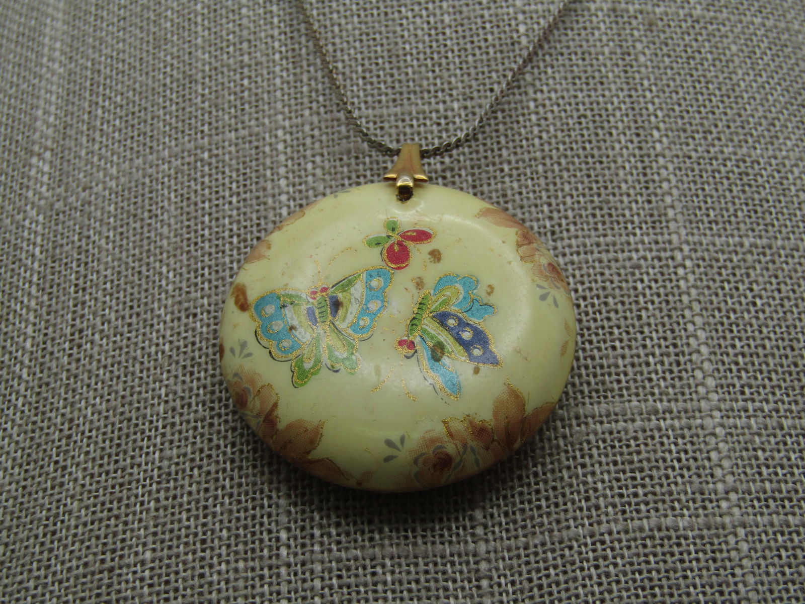 Vintage Chunky Butterfly Pendant Necklace, 1970's-1980's, 24" - 2