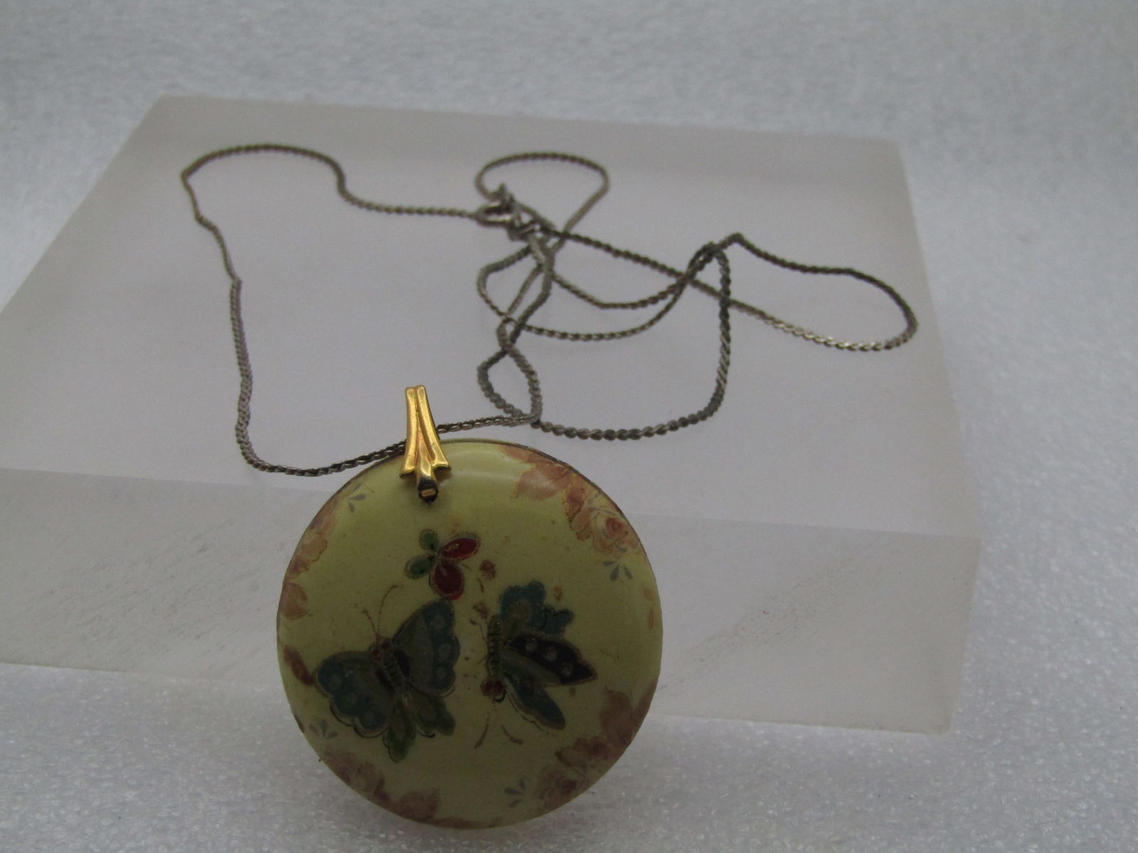 Vintage Chunky Butterfly Pendant Necklace, 1970's-1980's, 24" - 6