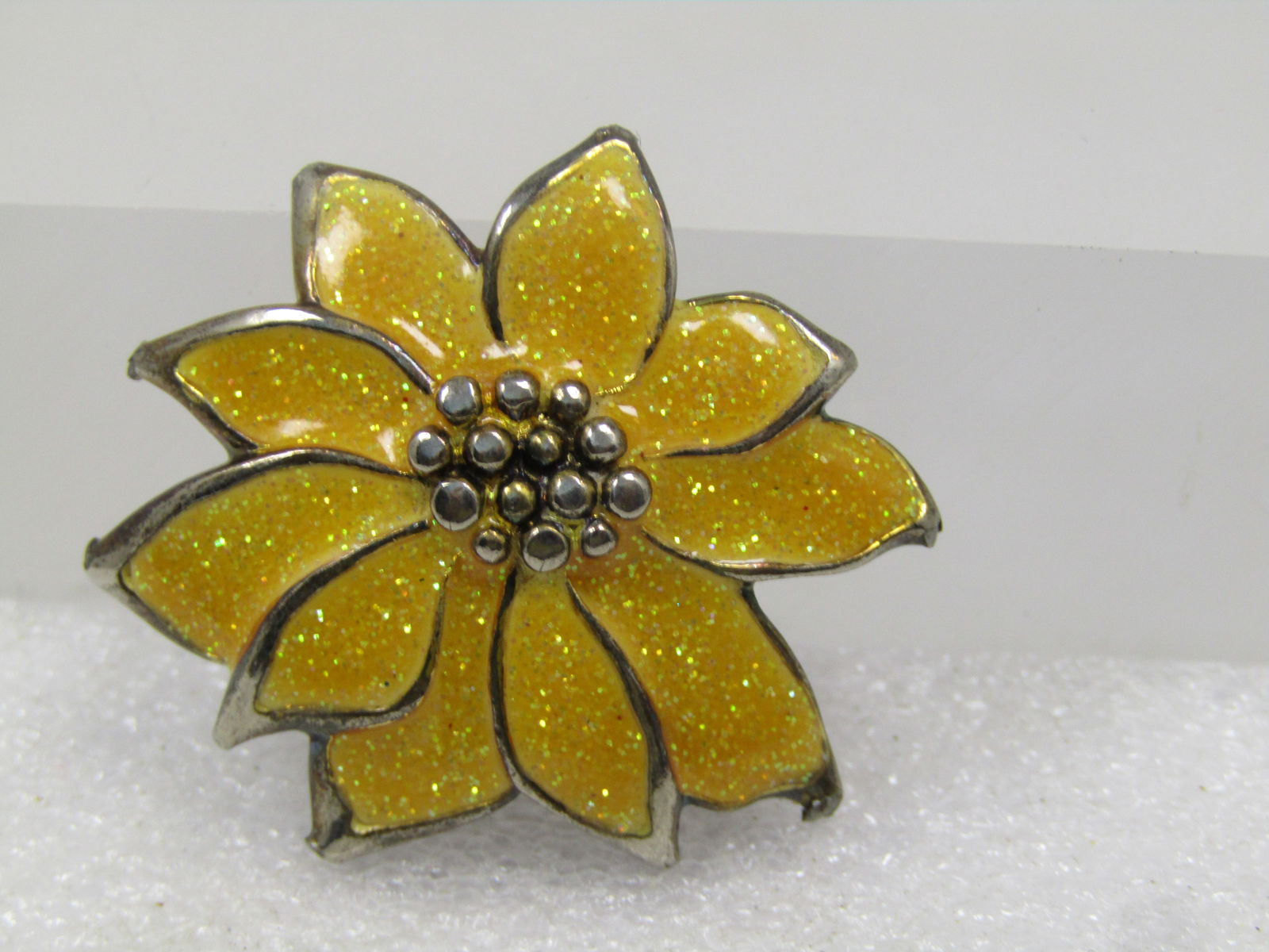 Vintage Glitter Enameled Blossom Brooch, 1980's - 2