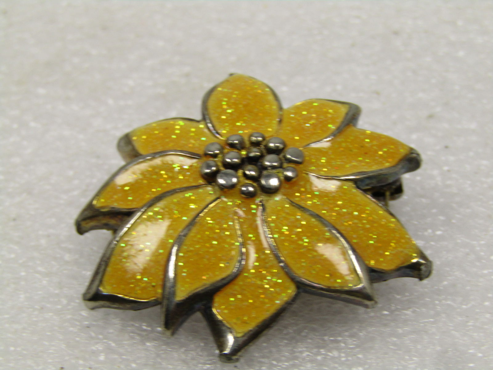 Vintage Glitter Enameled Blossom Brooch, 1980's - 5
