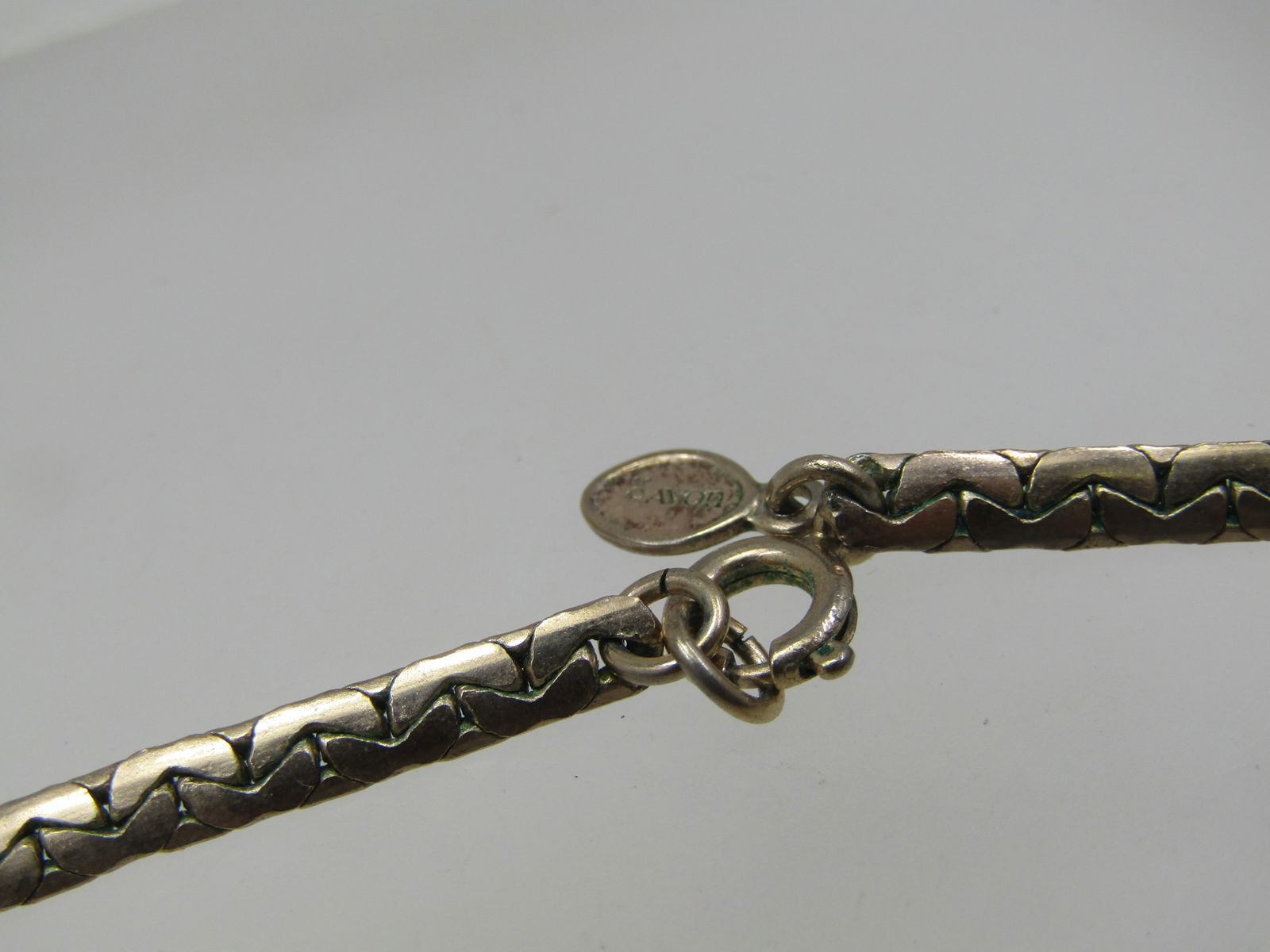 Vintage Enameled Butterfly Herringbone Necklace, 15".1970's, Signed Avon - 8