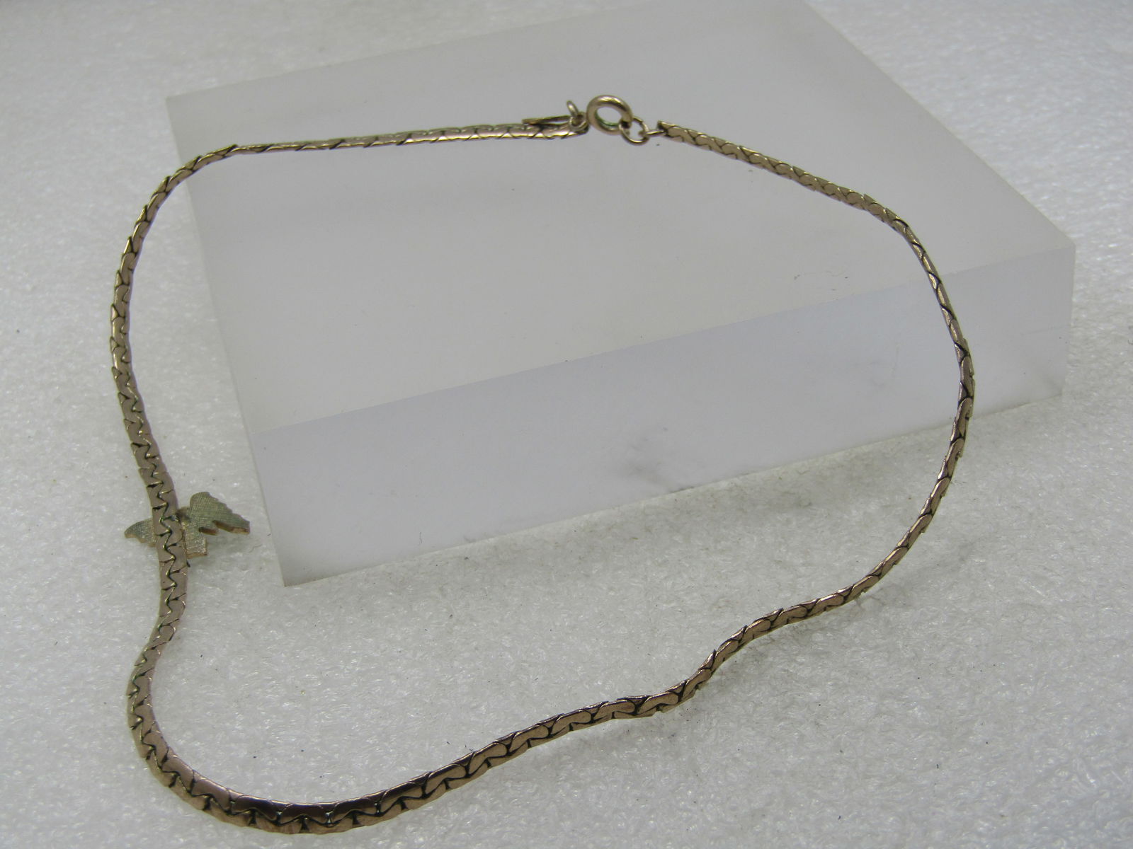 Vintage Enameled Butterfly Herringbone Necklace, 15".1970's, Signed Avon - 9