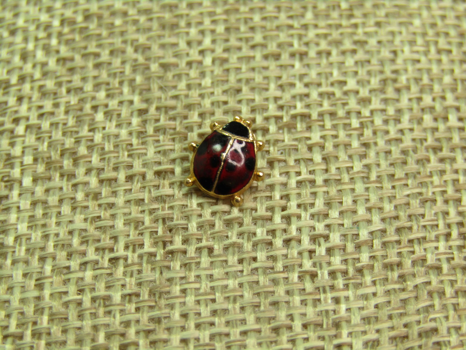 Vintage 14kt Enameled Lady Bug Tack Pin, Signed HSR, Mid-Century - 2