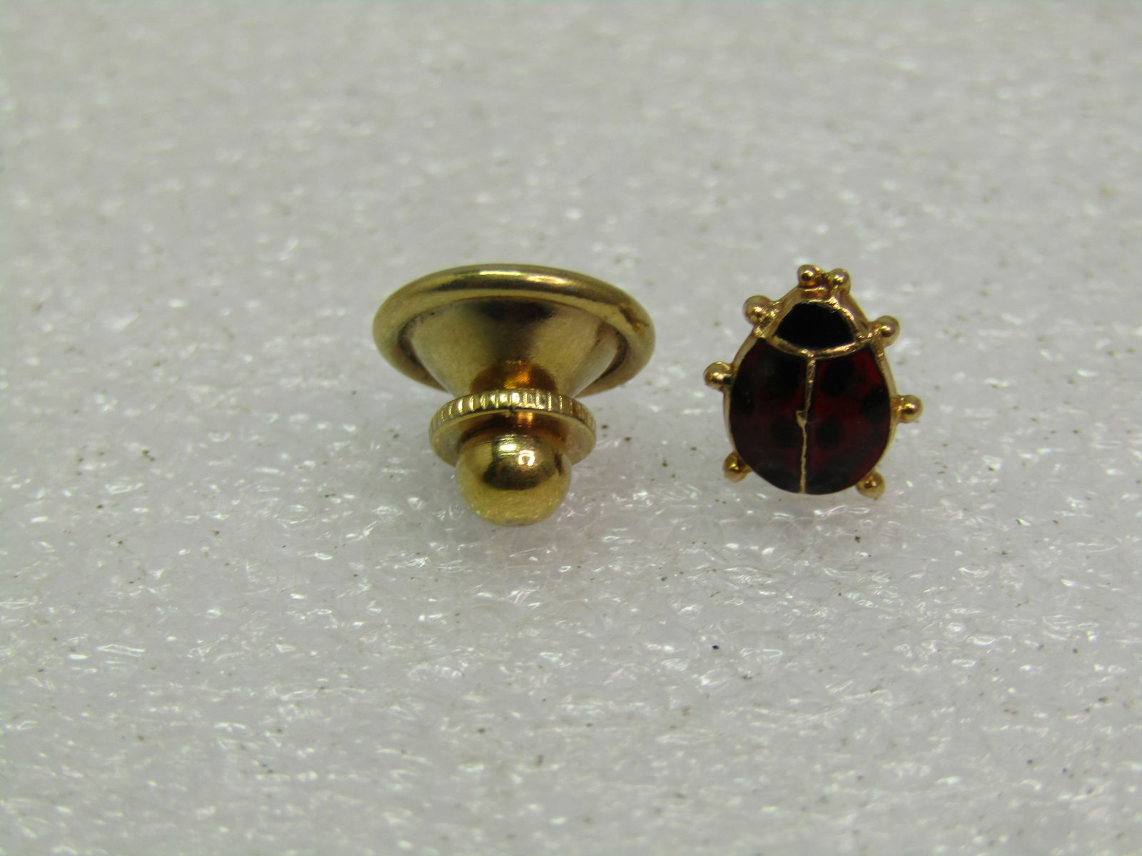Vintage 14kt Enameled Lady Bug Tack Pin, Signed HSR, Mid-Century - 5