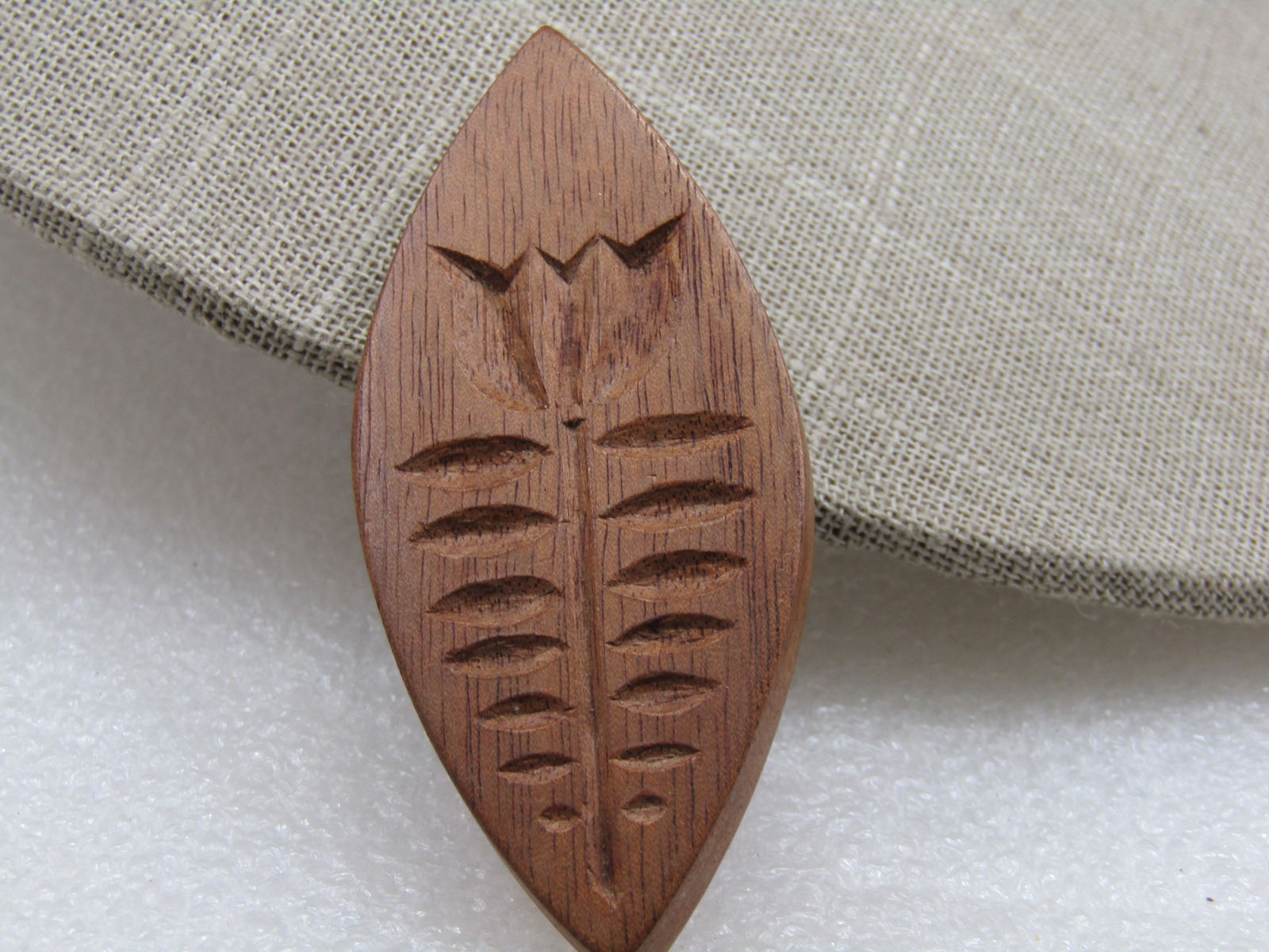 Vintage Wooden Carved Floral Brooch, 2.75" - 2