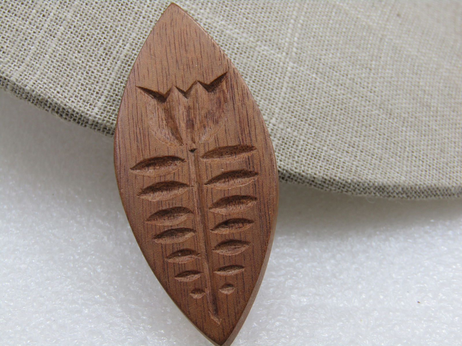 Vintage Wooden Carved Floral Brooch, 2.75" - 3