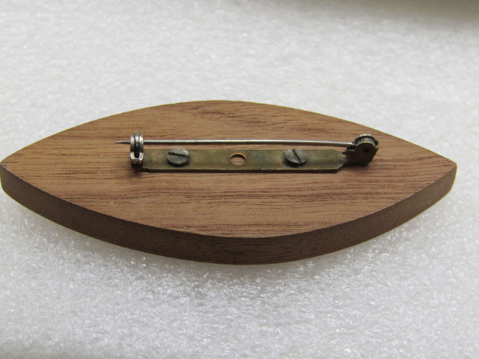 Vintage Wooden Carved Floral Brooch, 2.75" - 4