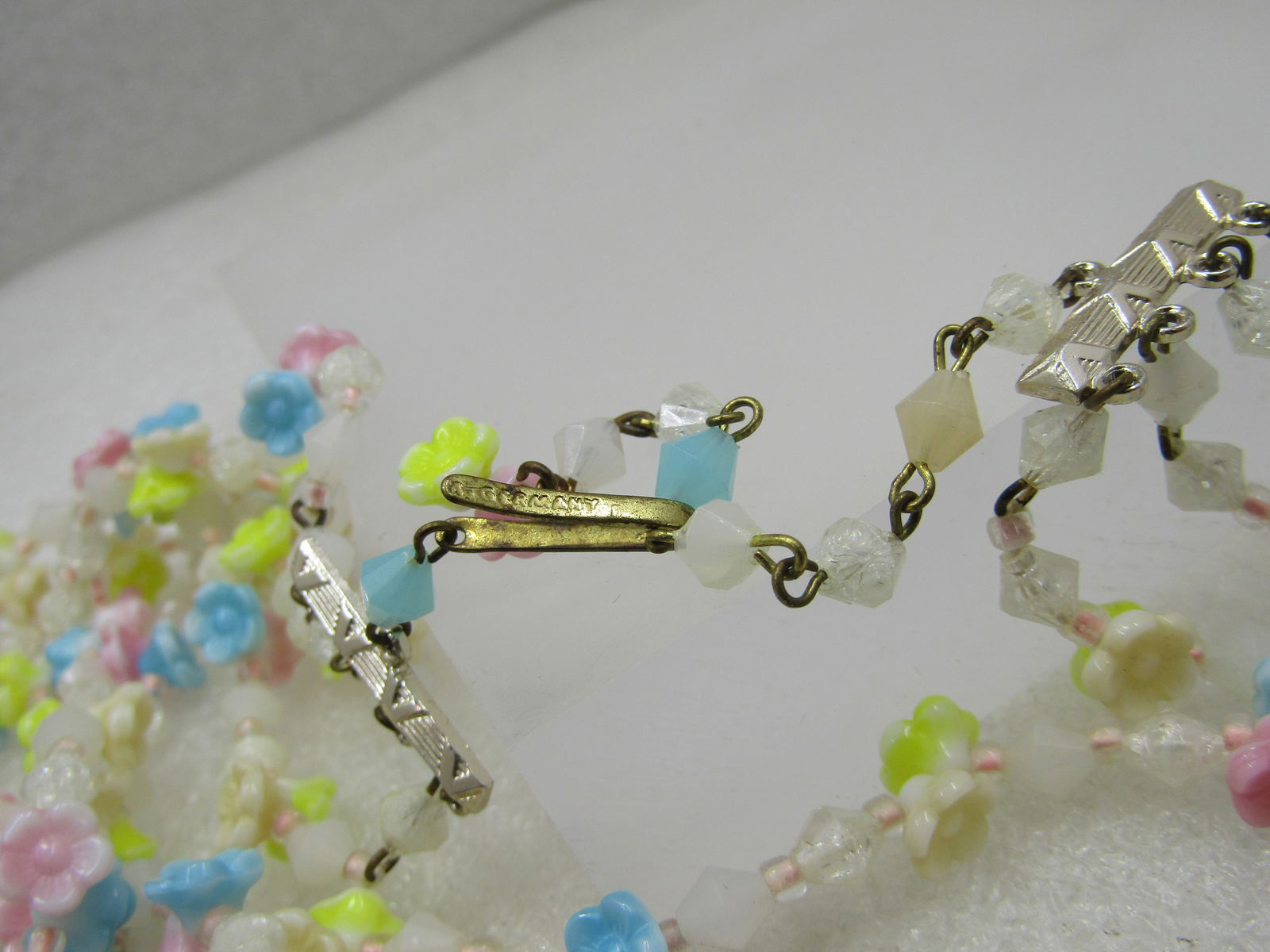 Vintage Five Strand Floral Beaded Necklace, 18", Germany - 6