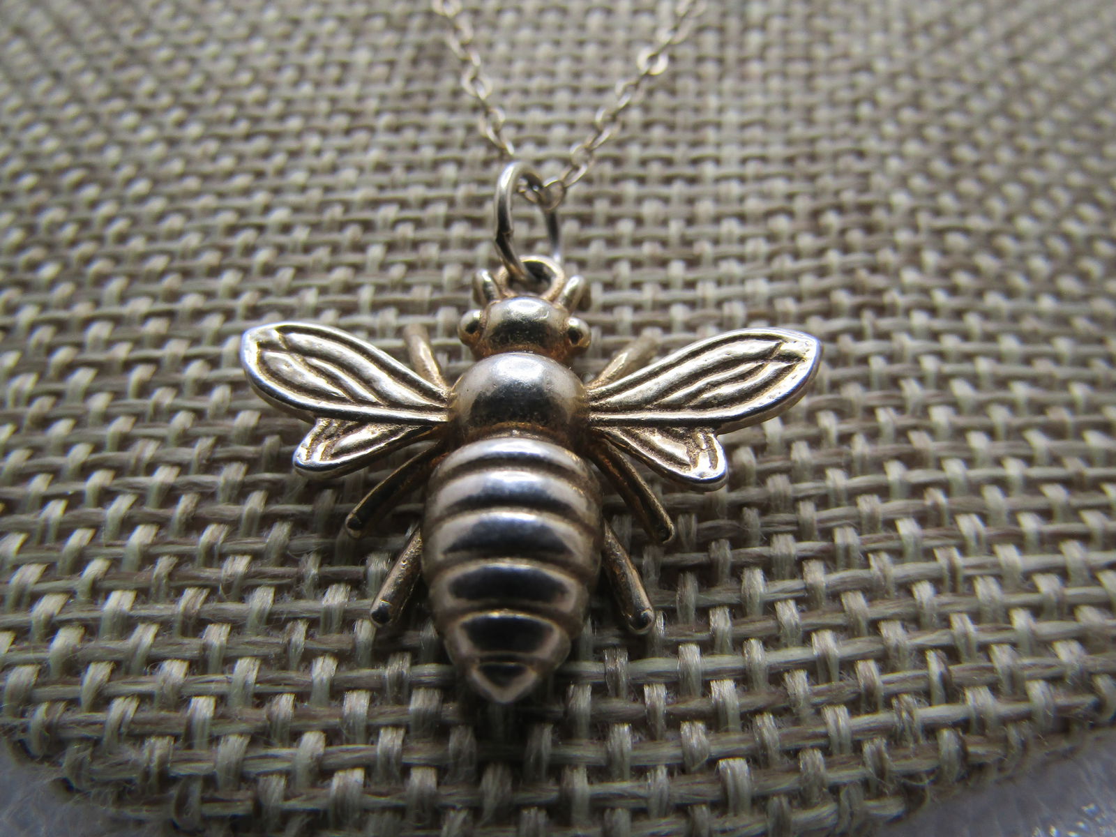 Vintage Sterling Bee Necklace, 16"-18", Mexico, Signed IW, 1980's - 4