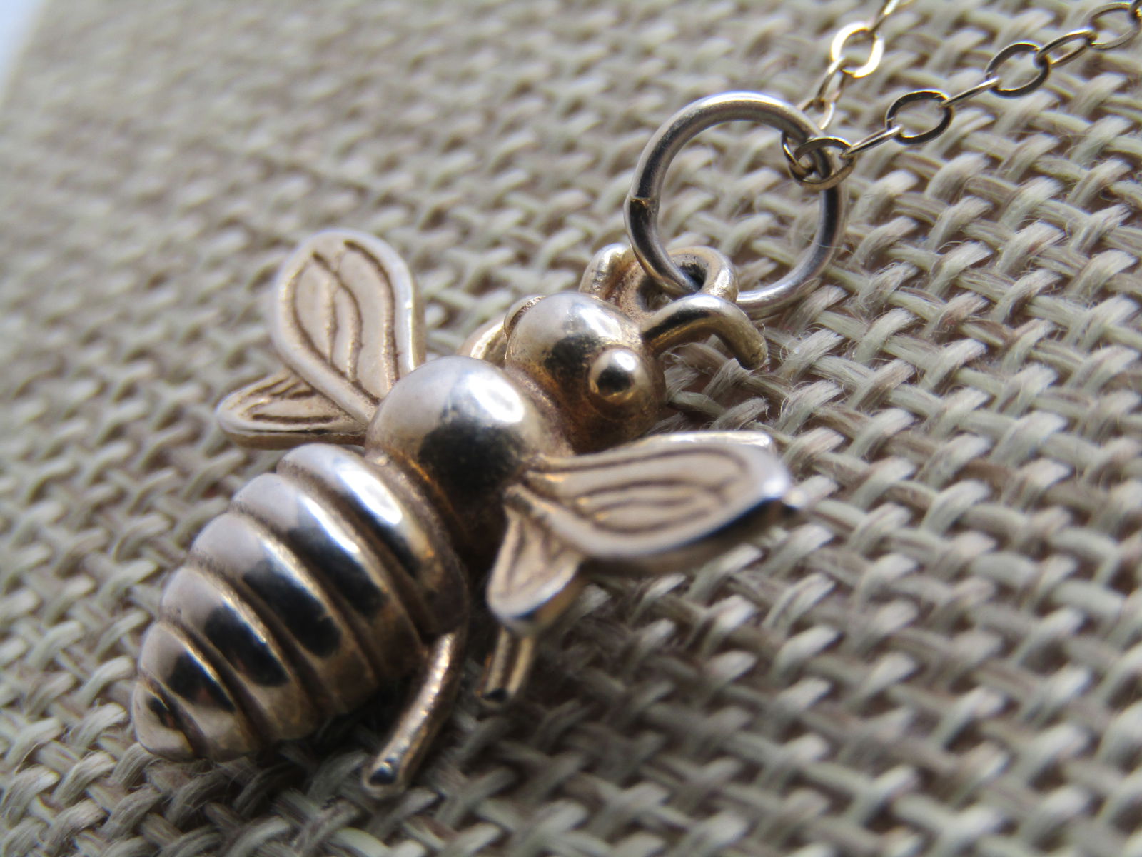 Vintage Sterling Bee Necklace, 16"-18", Mexico, Signed IW, 1980's - 5