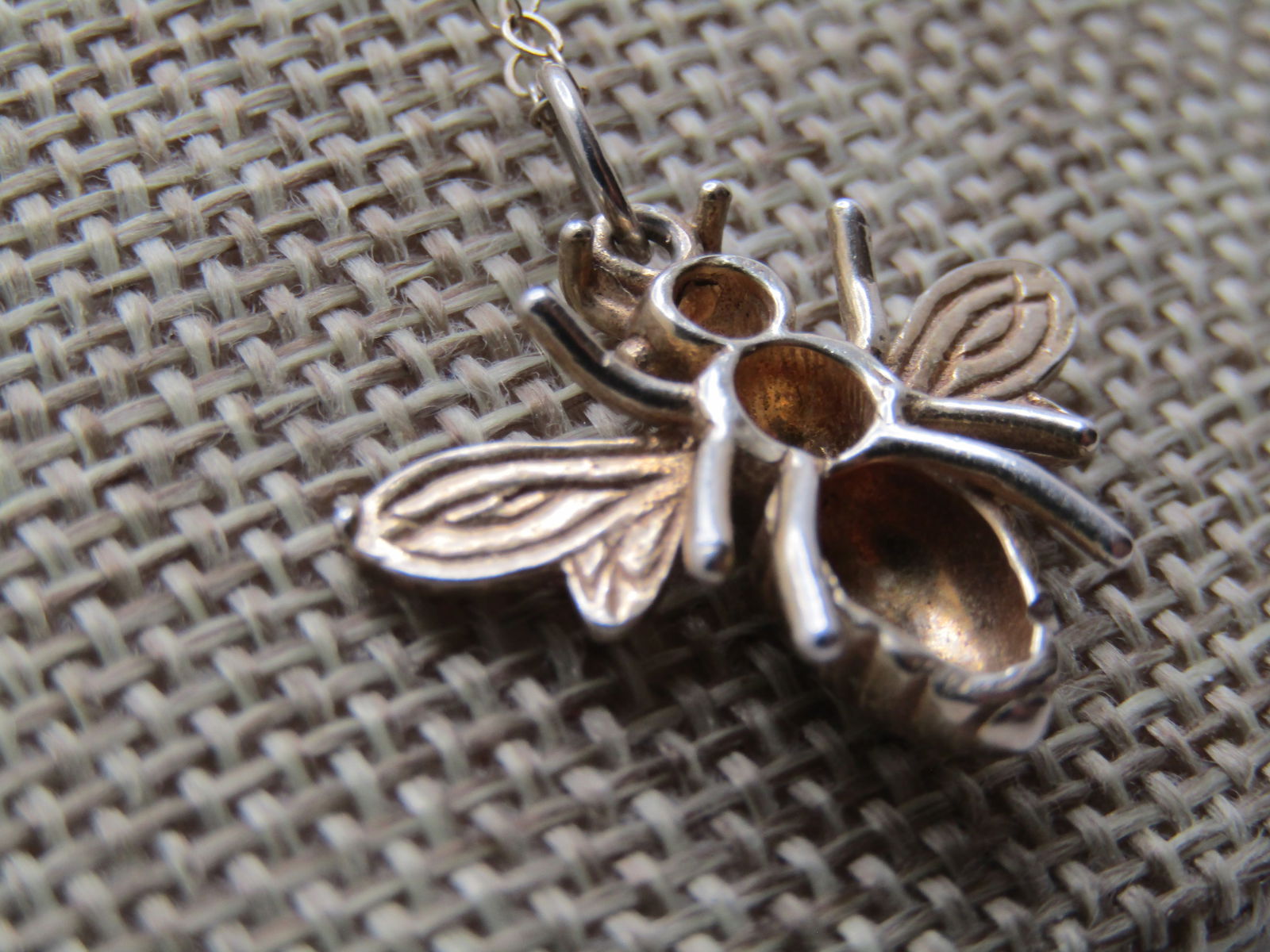Vintage Sterling Bee Necklace, 16"-18", Mexico, Signed IW, 1980's - 7