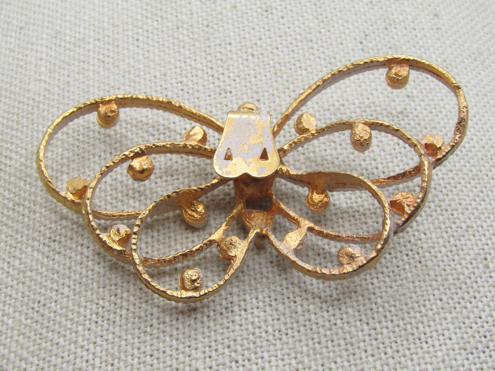 Vintage Rhinestone Butterfly Dress Clip, White Enameling, 1950's-1960's. It is appx. wide and 1.25" - 4