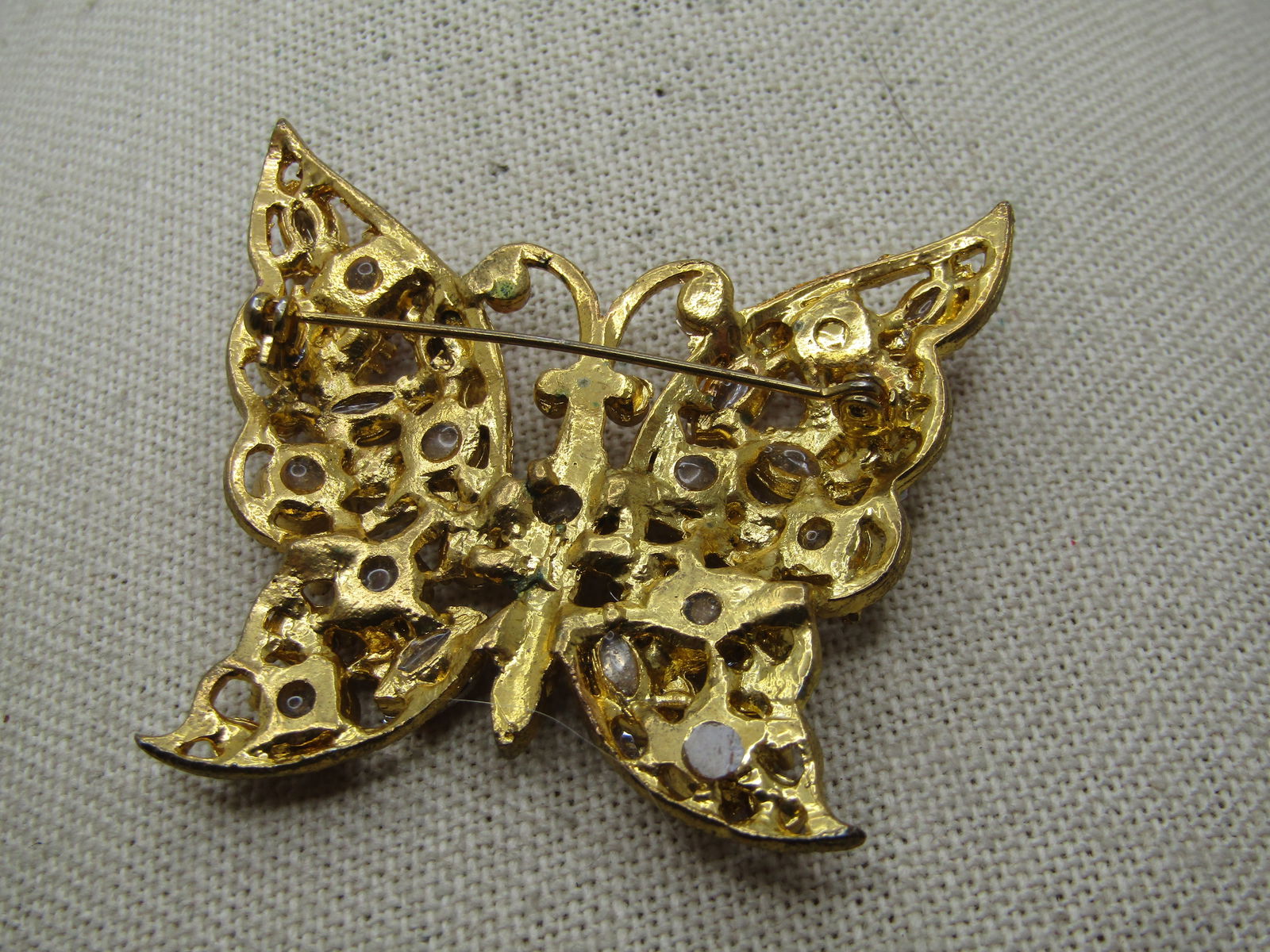 Vintage Pink Rhinestone Butterfly Brooch, 1960's-1970's - 7