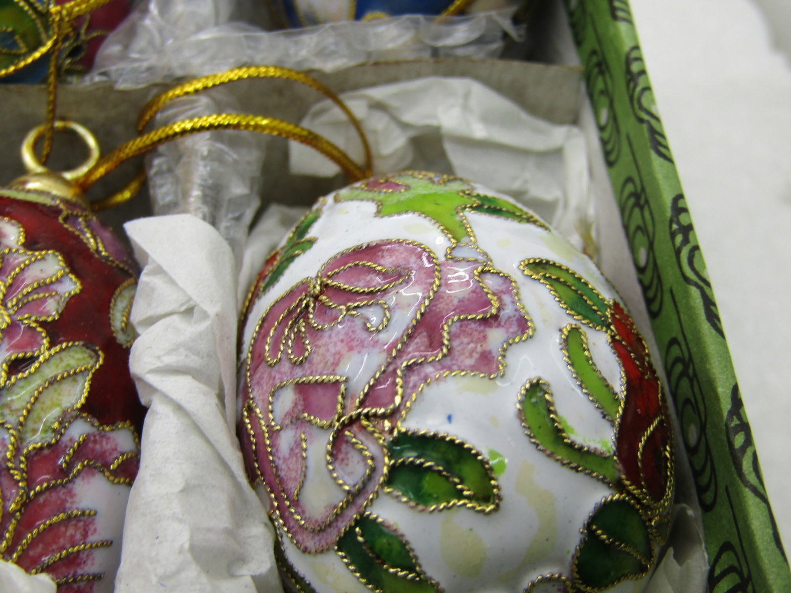 Cloisonne Eggs Set of Six, Boxed, 2", Floral, butterfly - 10