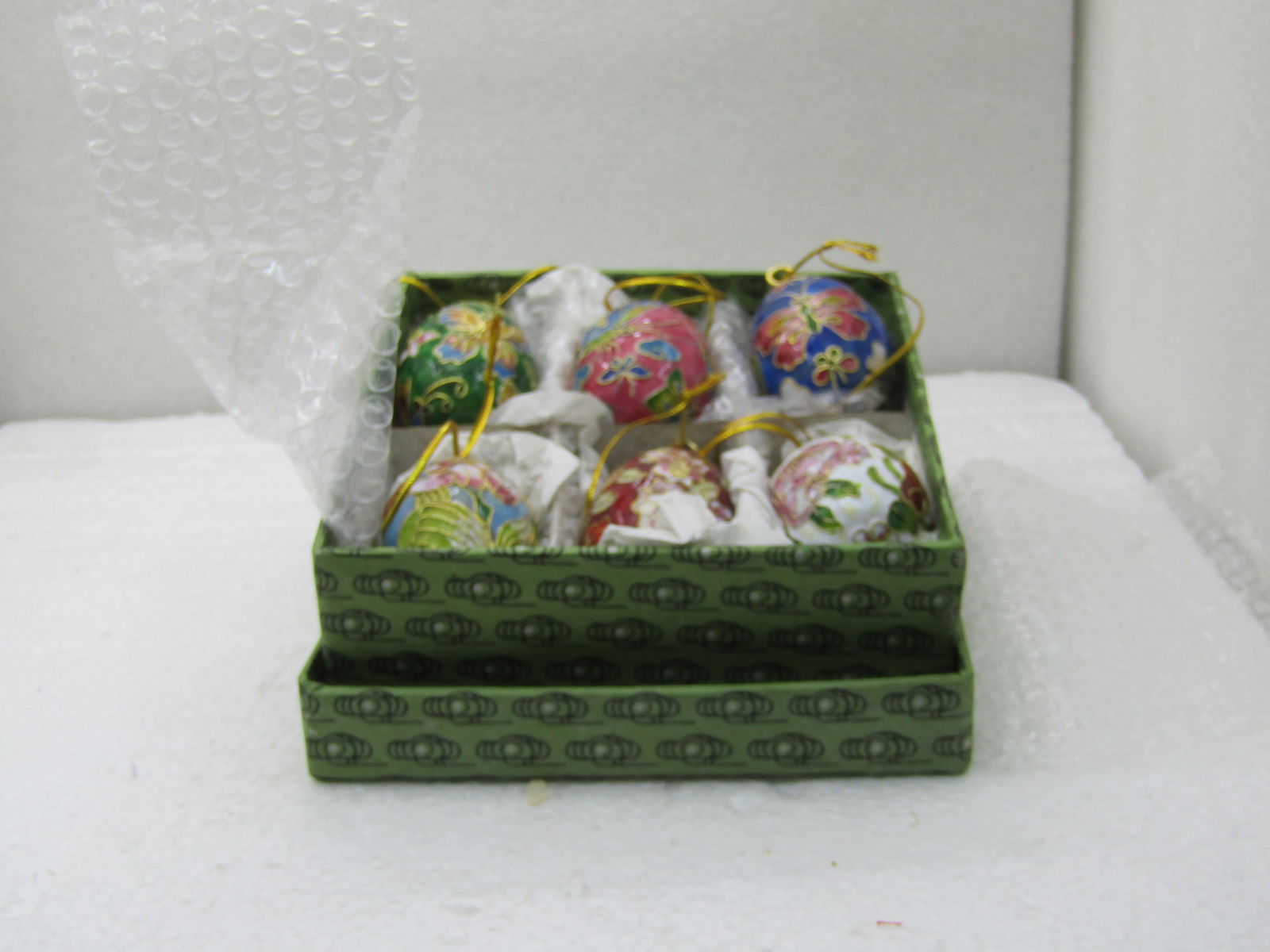 Cloisonne Eggs Set of Six, Boxed, 2", Floral, butterfly - 2