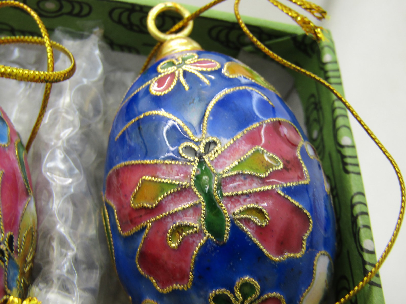 Cloisonne Eggs Set of Six, Boxed, 2", Floral, butterfly - 7