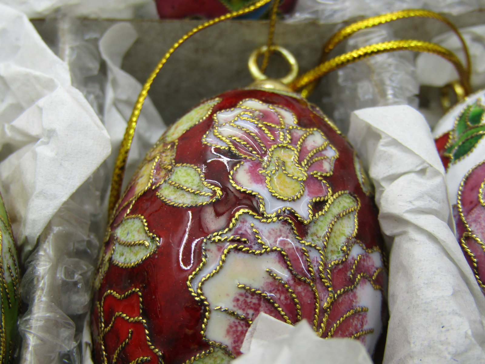 Cloisonne Eggs Set of Six, Boxed, 2", Floral, butterfly - 9