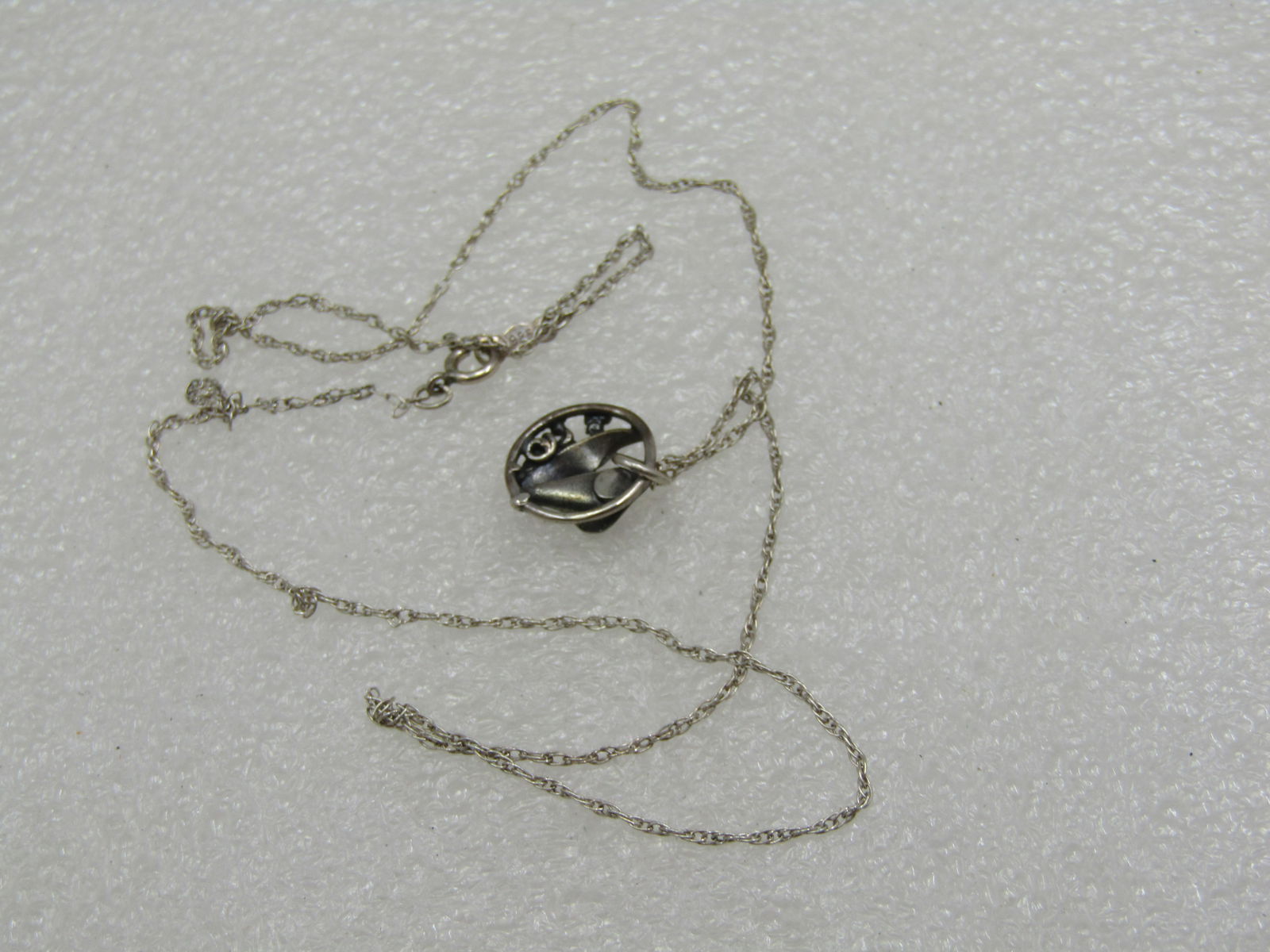 Vintage Sterling Calla Lily Necklace, 18"m 1mm Rope Chain - 7