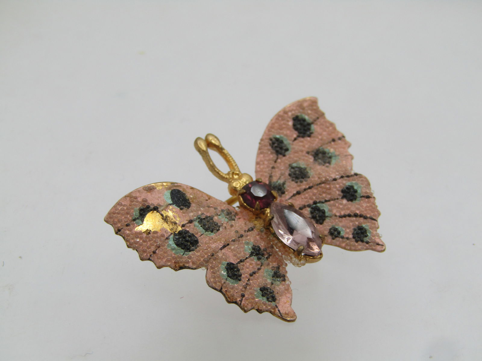 Vintage Enameled Sugared Butterfly Brooch, 1940's-1950's - 2